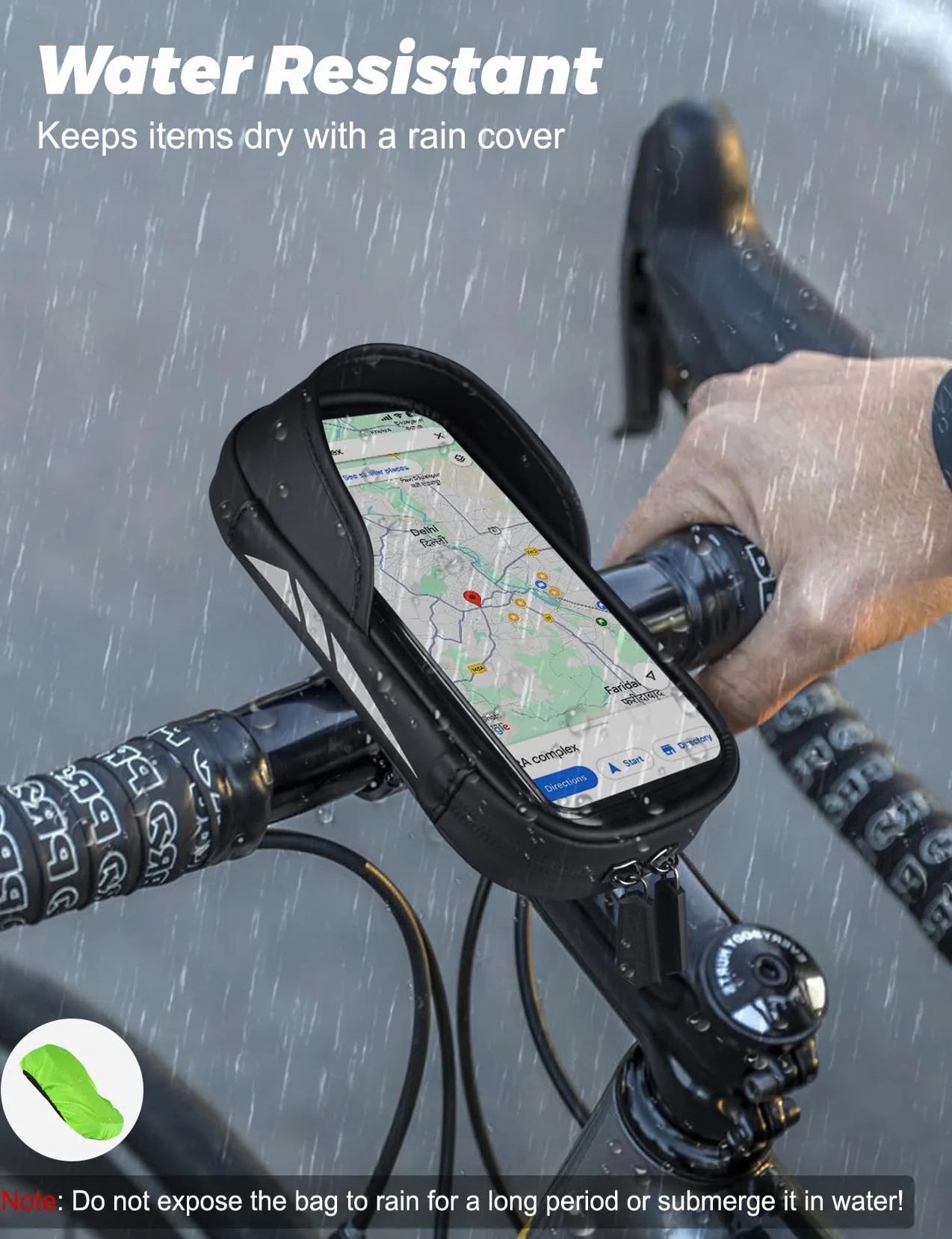 Vitalismo Torba na kierownicę rowerową, wodoodporny rower motocyklowy uchwyt na telefon z osłoną przeciwdeszczową obrót 360 ekran dotykowy uchwyt na telefon rower górski torba na kierownicę rowerową