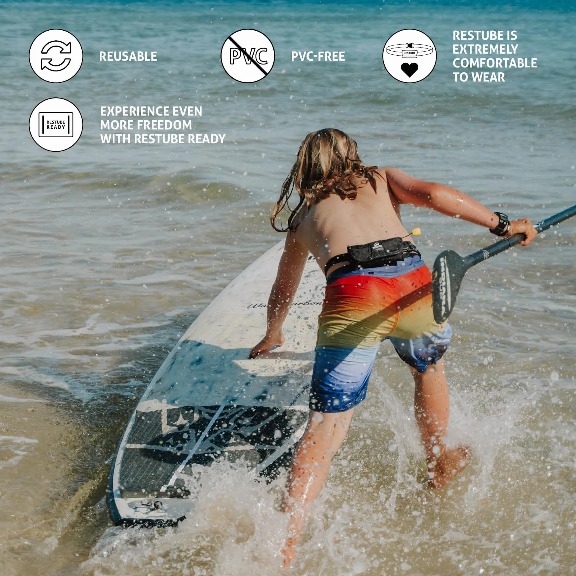Restube BEACH One-Pull Inflatable Water Safety Boja | Spławikowa pomoc wypornościowa do pływania, wędkowania, żeglarstwa i SUP | Kompaktowy rozmiar