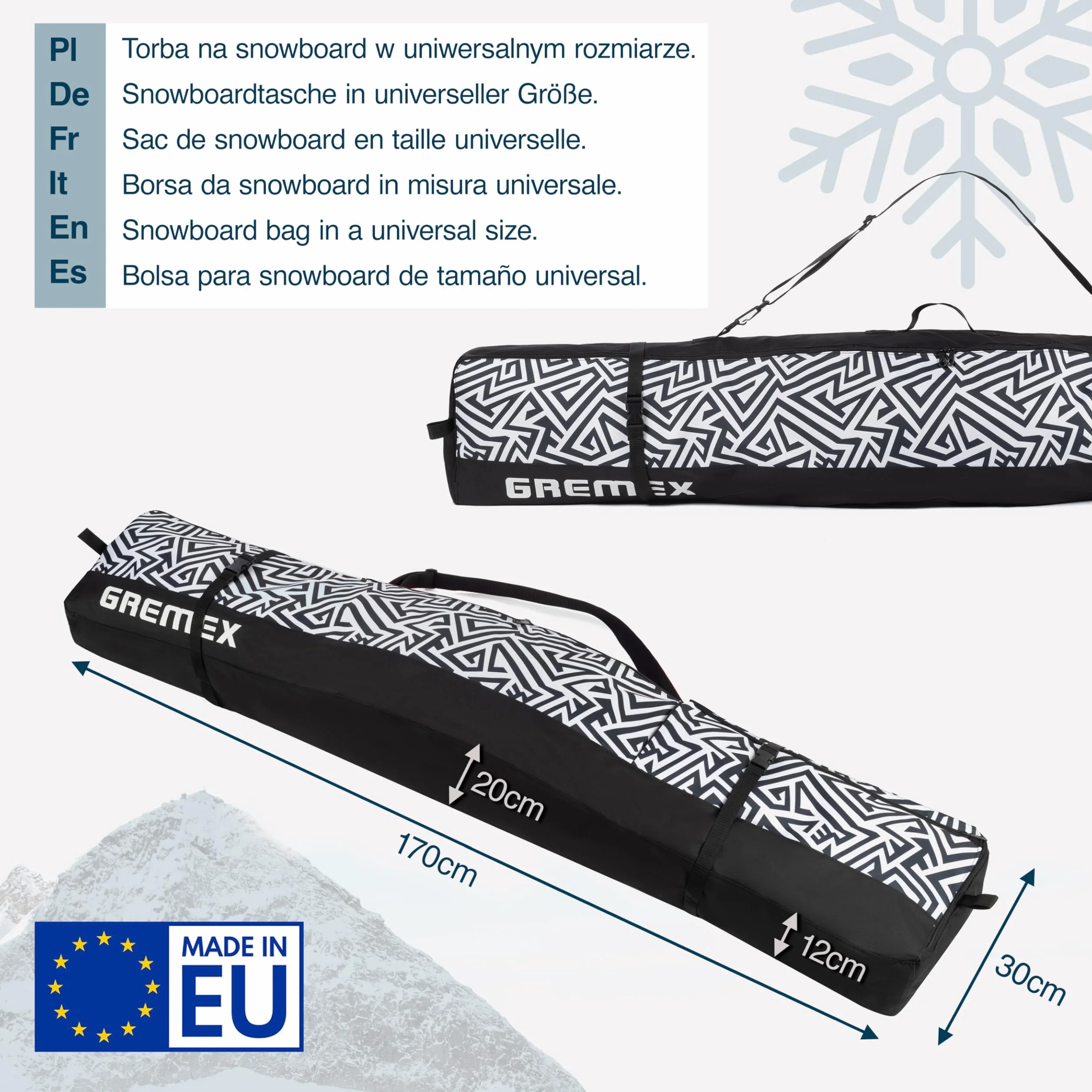 Pokrowiec na snowboard 170 cm Wodoodporna torba ochronna