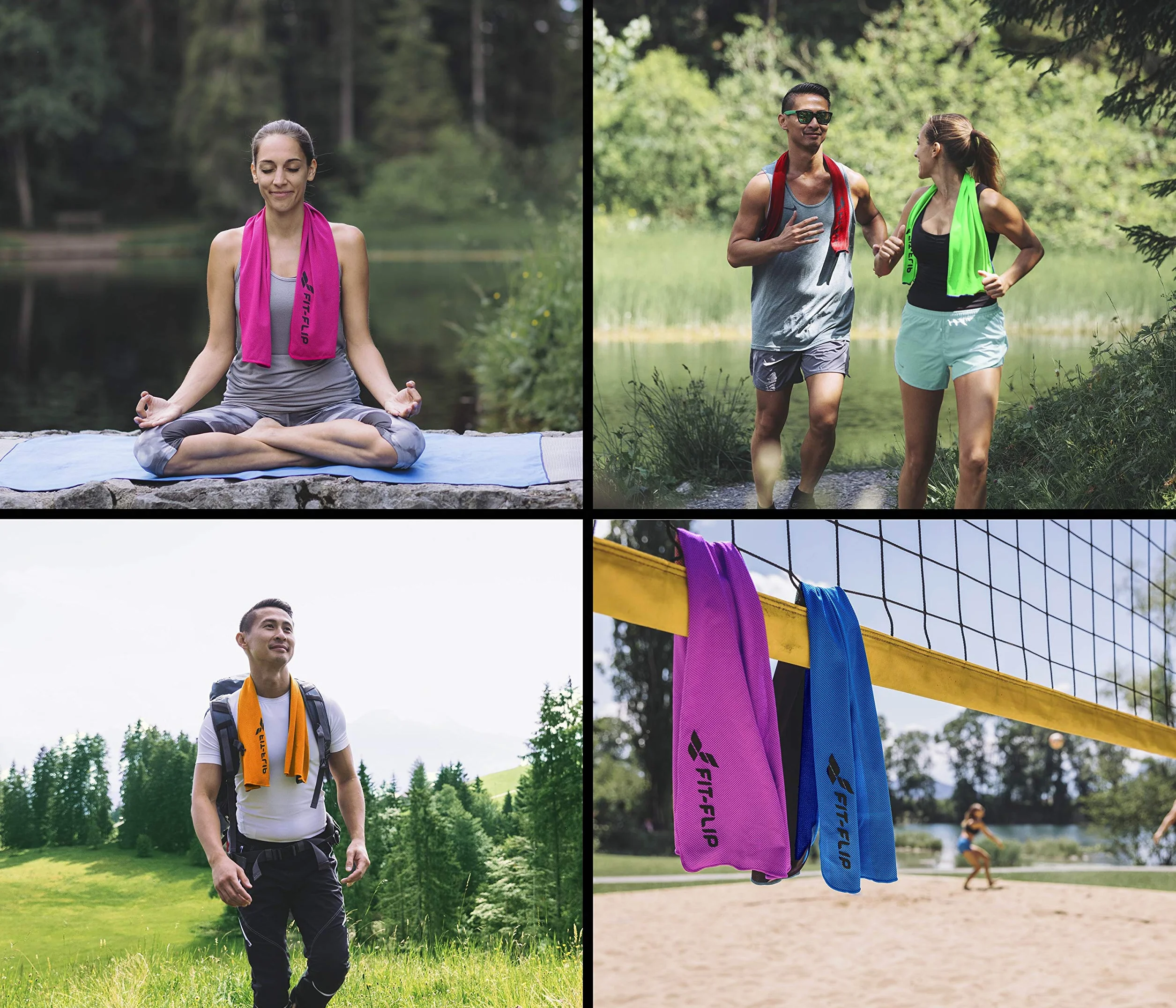 Cool Towel – ręcznik chłodzący z mikrofibry/Airflip jako ręcznik chłodzący do wędrówek, trekkingu, podróży i jogi – kolor: czerwony – szary, wymiary: 100 x 30 cm