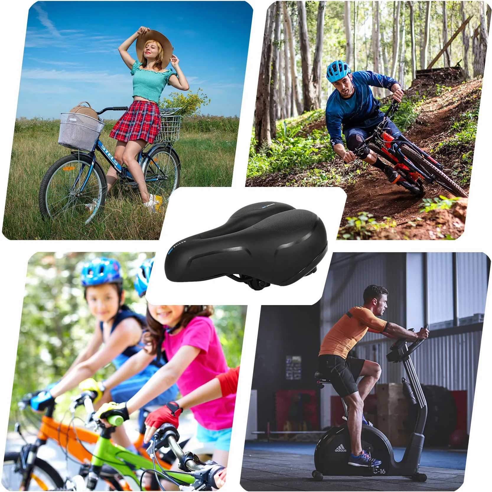 Wygodne Siodełko Rowerowe z Podwójną Sprężyną, Ergonomiczne, do Roweru Górskiego/Składanego