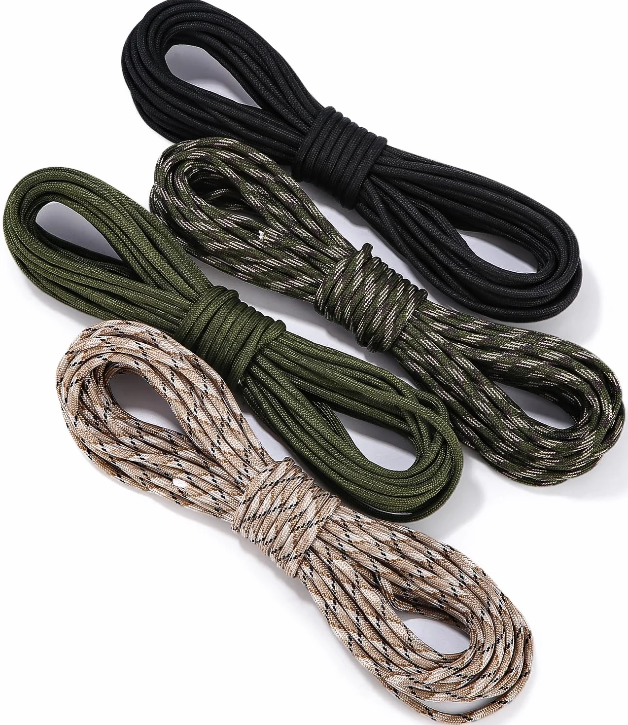 48 m Paracord 4 mm, odporna na rozerwanie, 100% nylonowa, 9 rdzeni, linka Paracord, 4 sztuki x 12 m, zestaw Paracord, wytrzymuje do 280 kg, odporna na warunki atmosferyczne, do survivalu, na