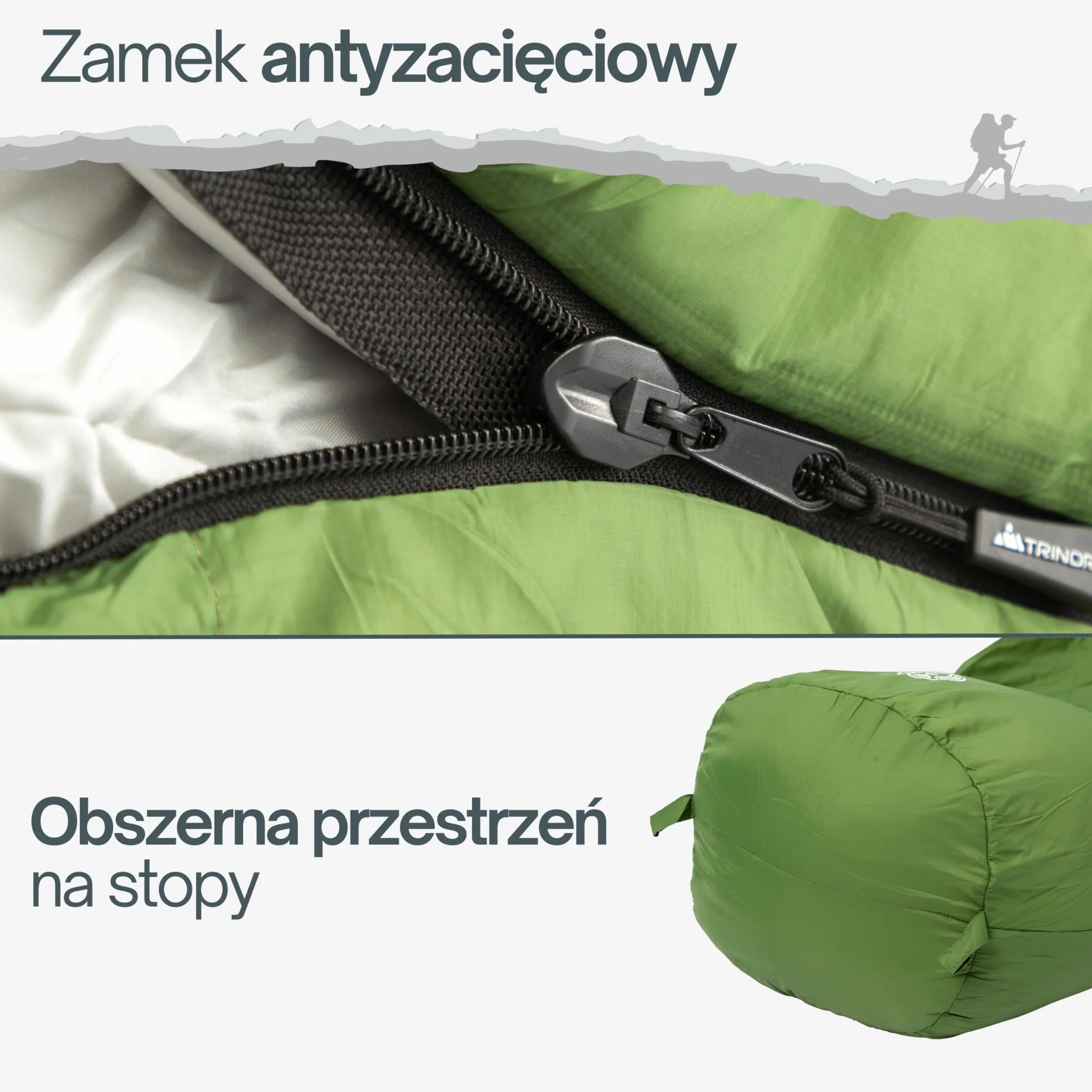 Trinordic Śpiwór Letni Mumia 900g z Zamkiem Błyskawicznym z Blokadą dla Dorosłych