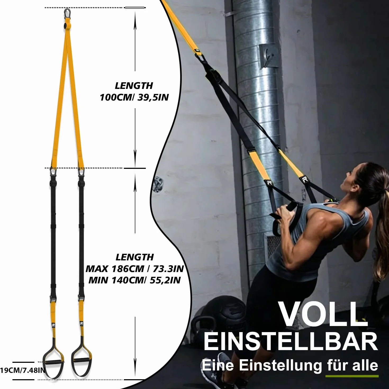 RHINOSPORT Sling Trainer Zestaw taśm treningowych regulowana z kotwicą drzwiową