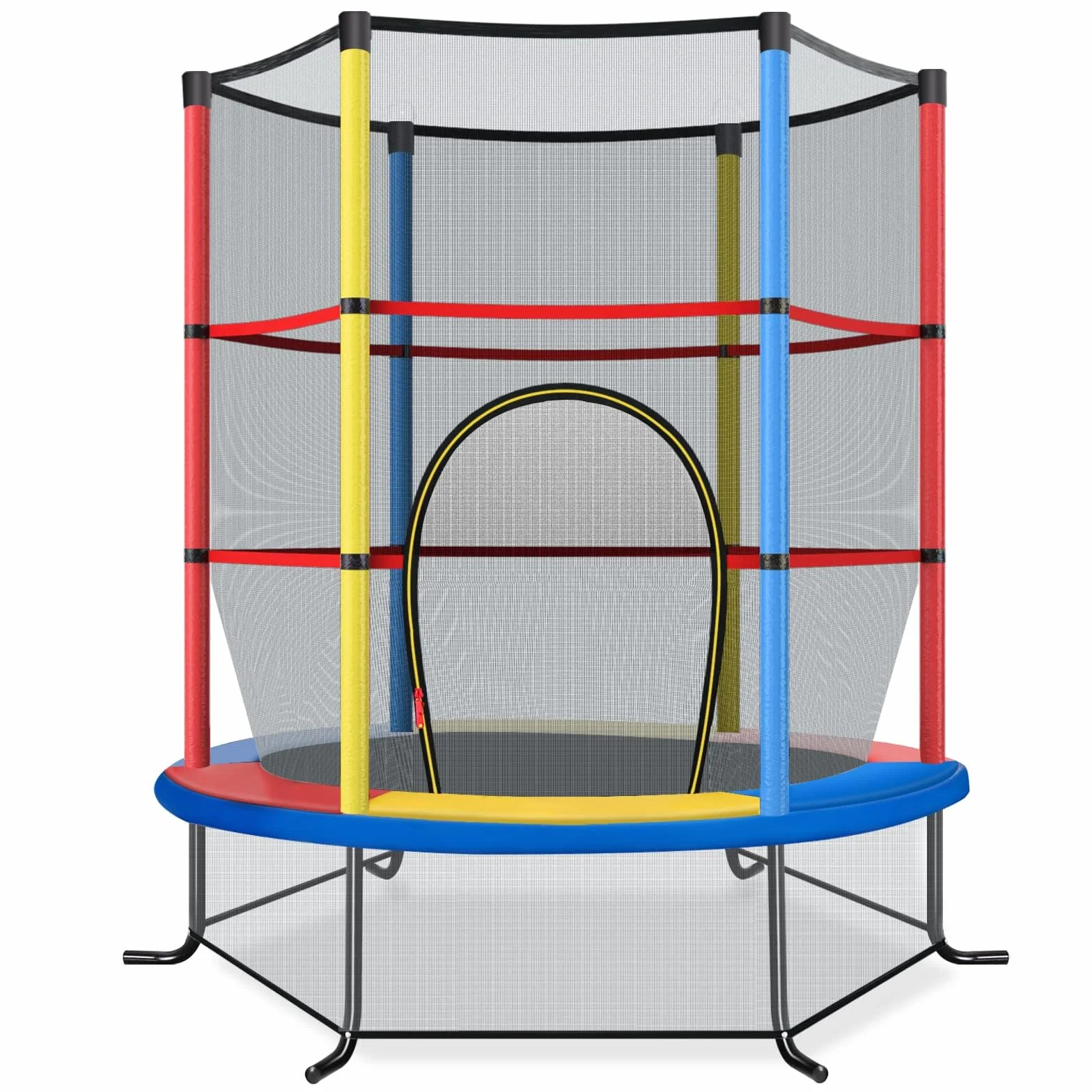 COSTWAY Trampolina ogrodowa o średnicy 165 cm z siatką zabezpieczającą, obciążenie do 135 kg, trampolina do użytku wewnątrz i na zewnątrz, dla dzieci od 3 lat