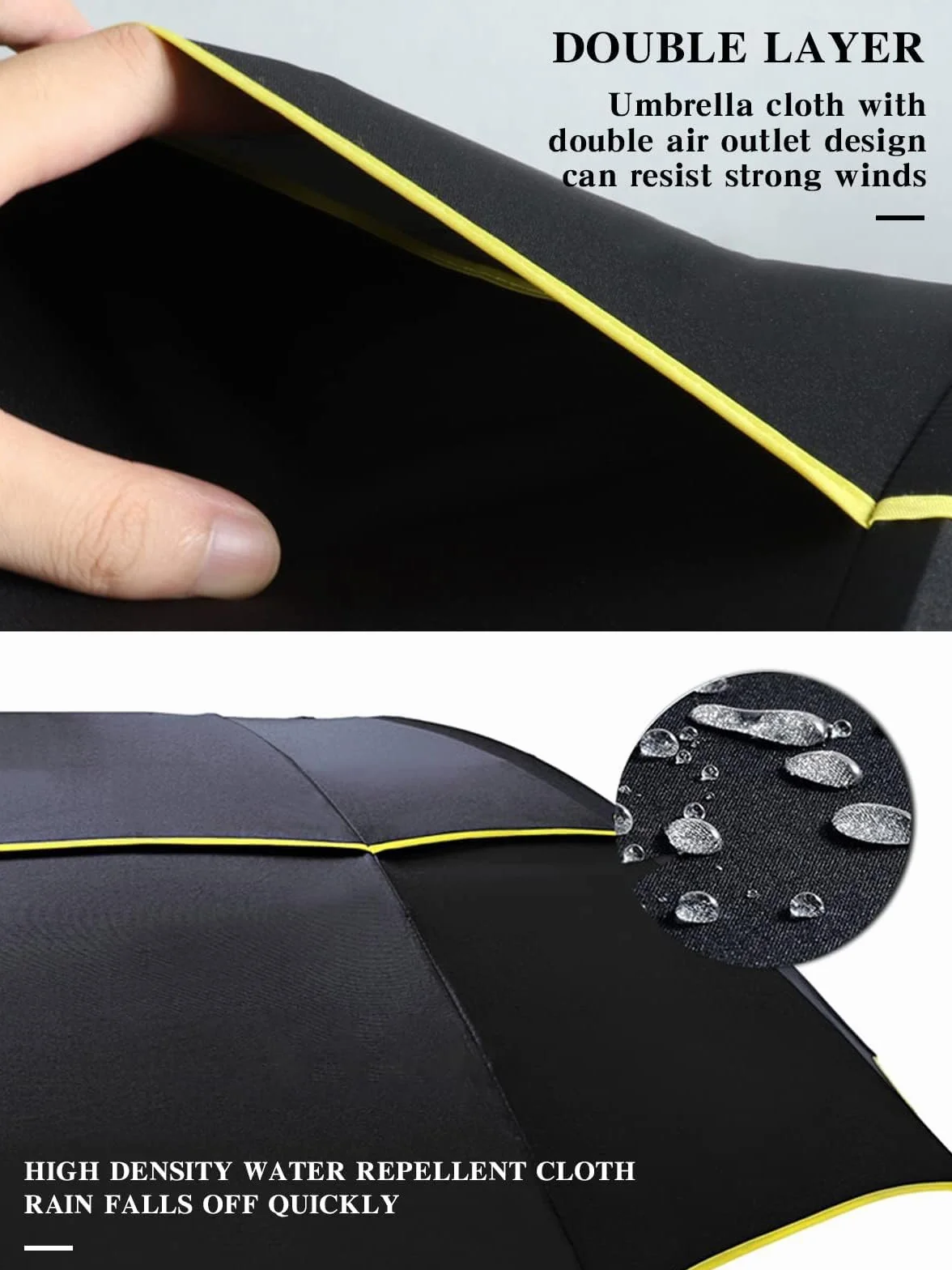 Kalolary 152 cm Parasol Golfowy Podwójny Baldachim Wiatroszczelny Wodoodporny