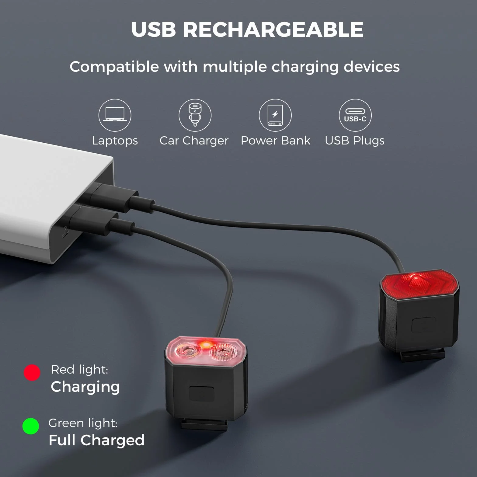 Blendura Lampa rowerowa, 6+6 trybów światła rowerowego z przodu i z tyłu LED, ładowana przez USB, IPX6, lampa rowerowa, do rowerów górskich i rowerów