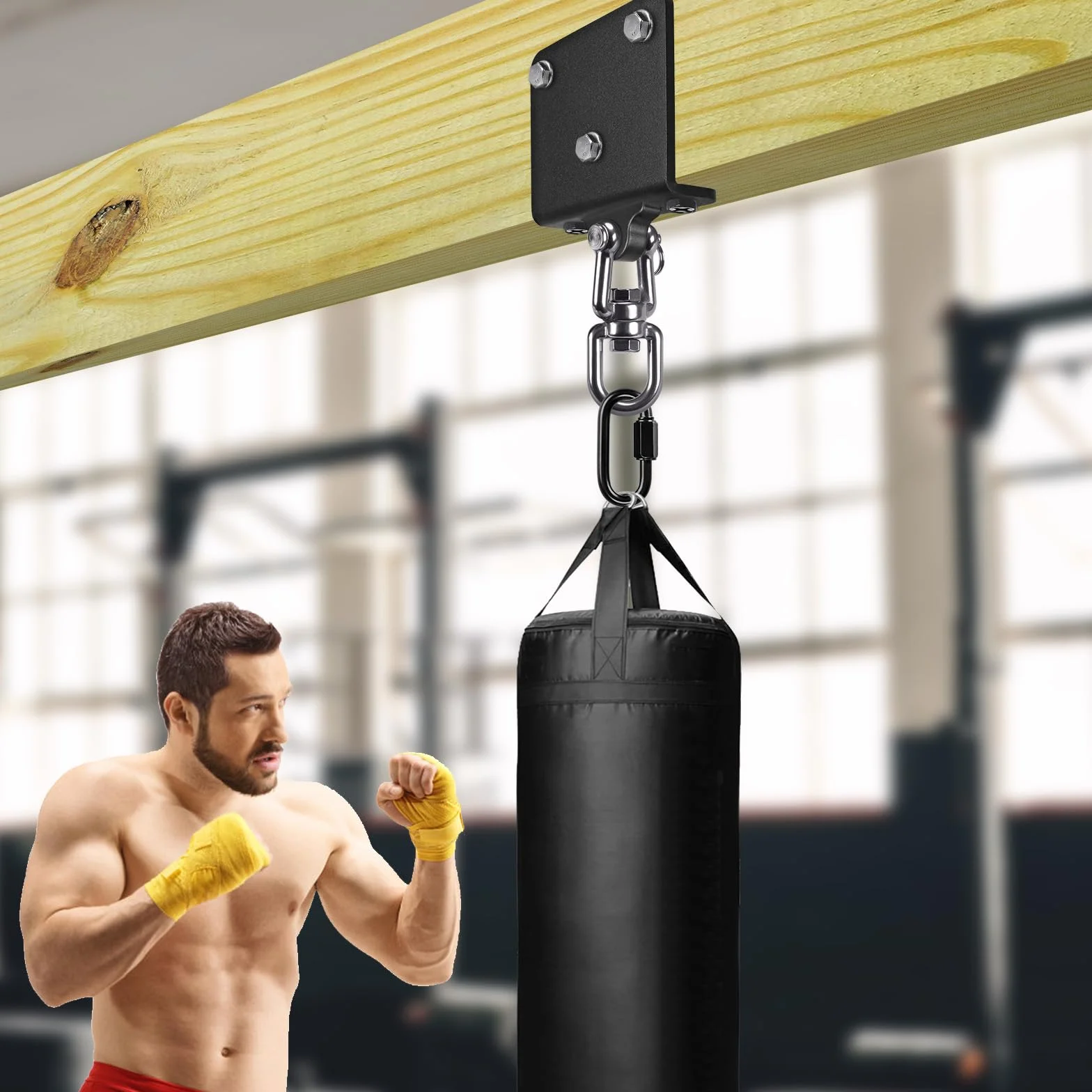 BeneLabel Wieszak na worek bokserski, uchwyt do torby bokserskiej, mocowanie wiązki, ciężka torba, hak do zawieszania sprzętu do ćwiczeń prędkości, trening muay thai, huśtawka, krzesło hamakowe, 453