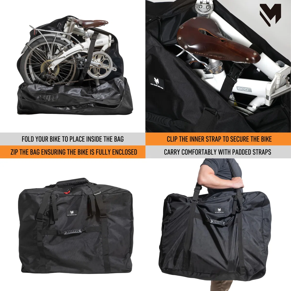 lamaki XL Pokrowiec transportowy na rowery składane | Uniwersalny rozmiar kompatybilny z rowerami składanymi Brompton, Dahon, Giant, Birdy, Oyama 14-20"| Idealny do przechowywania i podróży rowerem