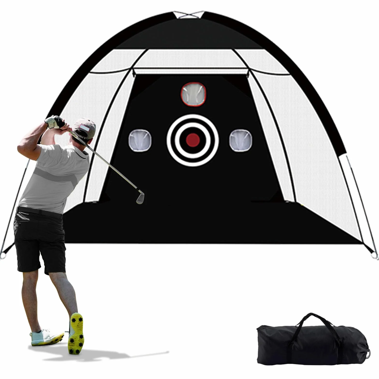 Siatka golfowa, siatka golfowa 3 x 2 m, do jazdy na podwórku, siatka do ćwiczeń golfowych z siatką do odprysków, trenażer huśtawek golfowych, prezenty golfowe dla mężczyzn/kobiet