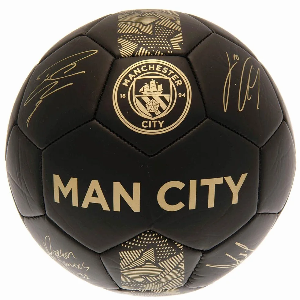 Manchester City FC Man City Phantom Signature Ball Black Gold Size 5 Piłka, Dorośli Unisex, Wielobarwny (Wielokolorowy)