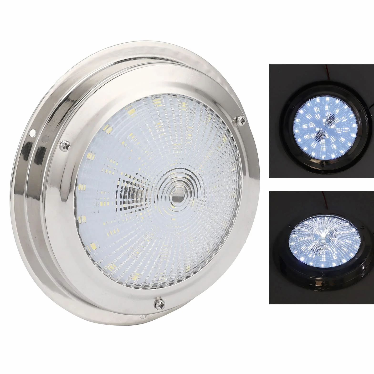 Pongnas 5,5-calowa Morska Lampa Sufitowa Kopułowa, 42 Diody LED IP65 do Montażu Powierzchniowego, ze Stali Nierdzewnej o Wysokiej Jasności, do Kabiny Nocnej łodzi Kempingowej, Jachtu i