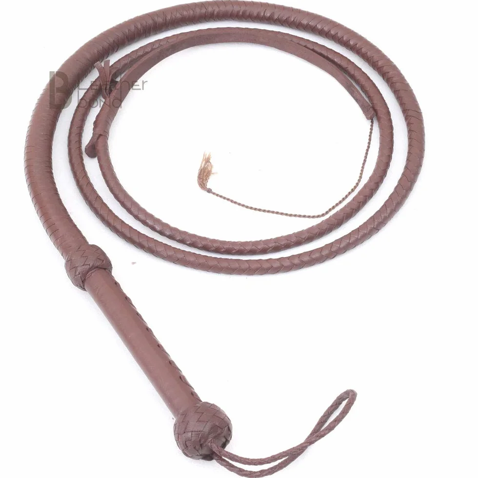 Skórzany bicz Indiana Jones 20 cm 25 m ciemnobrązowy 8 pasm bydlęcy