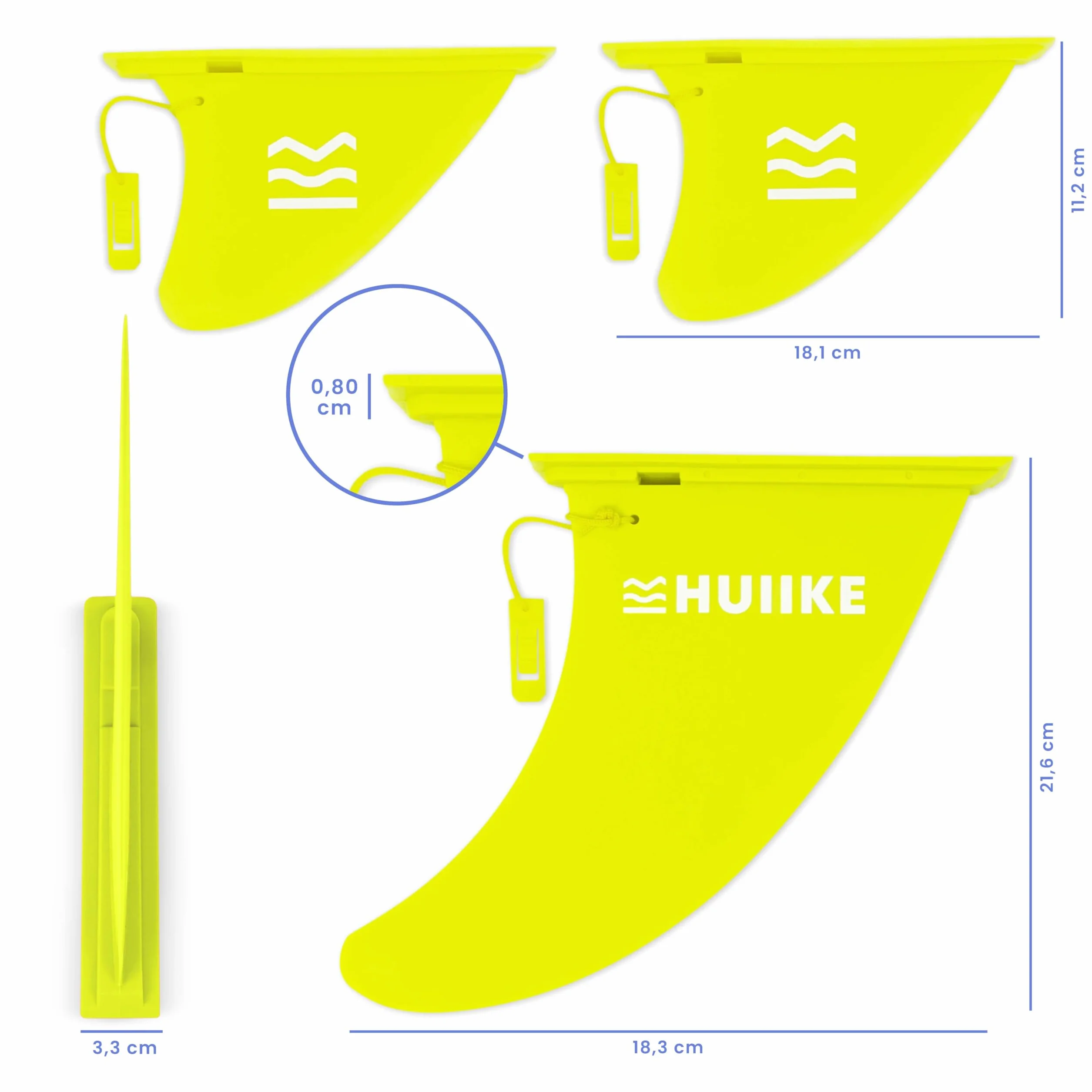 Zestaw 3 Wymiennych, Odłączanych Finów - HUIIKE | Fin do Wymiany na Tablicy Stand Up Paddle Board, Akcesoria do Planszy SUP, Wymienny Fin, SUP Akcesoria Planszy Stand Up Paddle Board