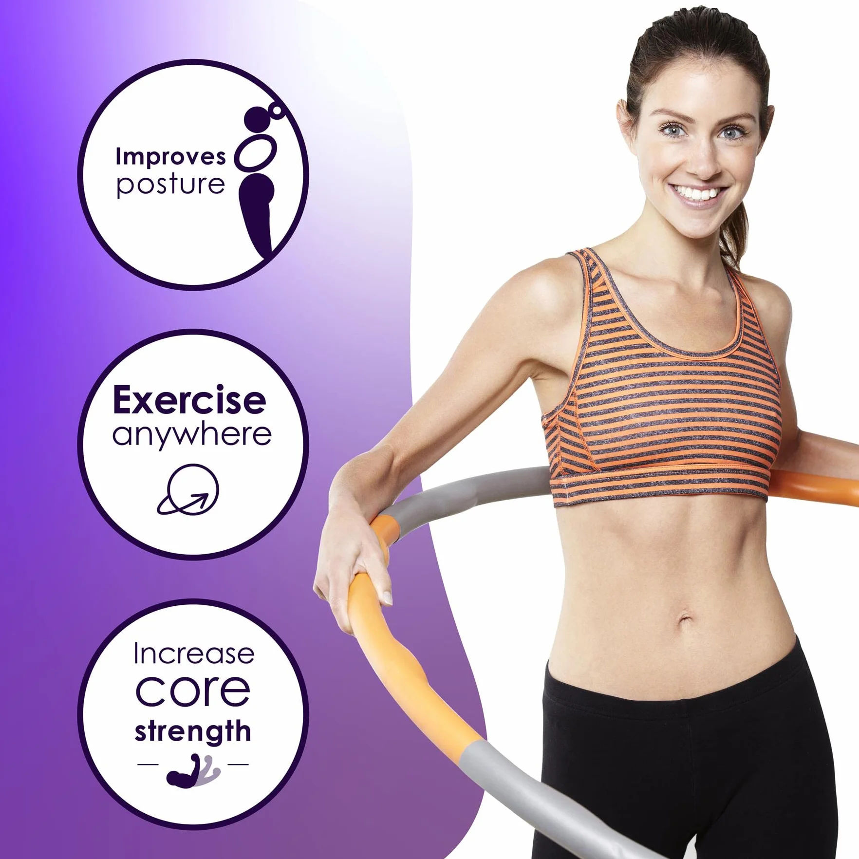 Hula hop dla dorosłych odchudzanie – sprzęt sportowy, do domu lub studia fitness, hula hop ze zdejmowanymi segmentami od just be..