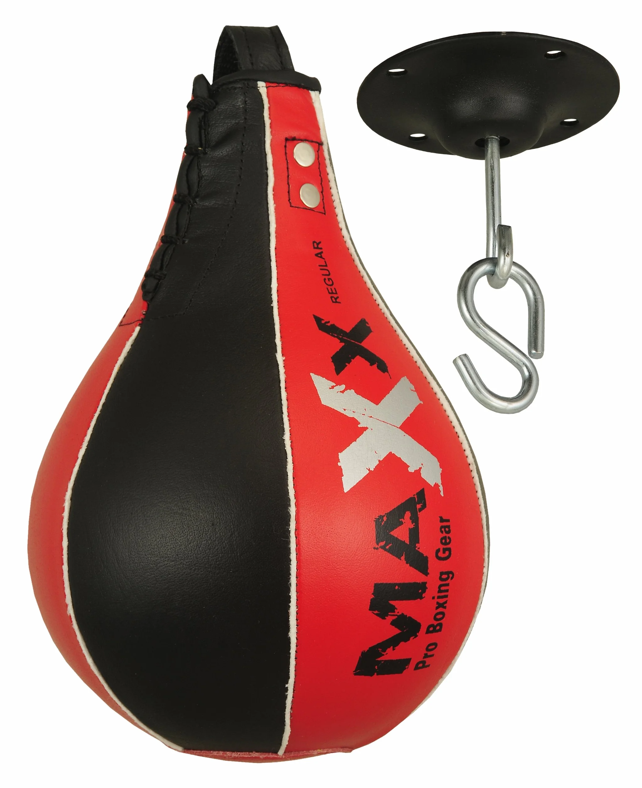 Maxx Speeding Punch Rex skórzana piłka prędkości i darmowa obrotowa bokserska torba bokserska Speedy Power strength (czarny czerwony)