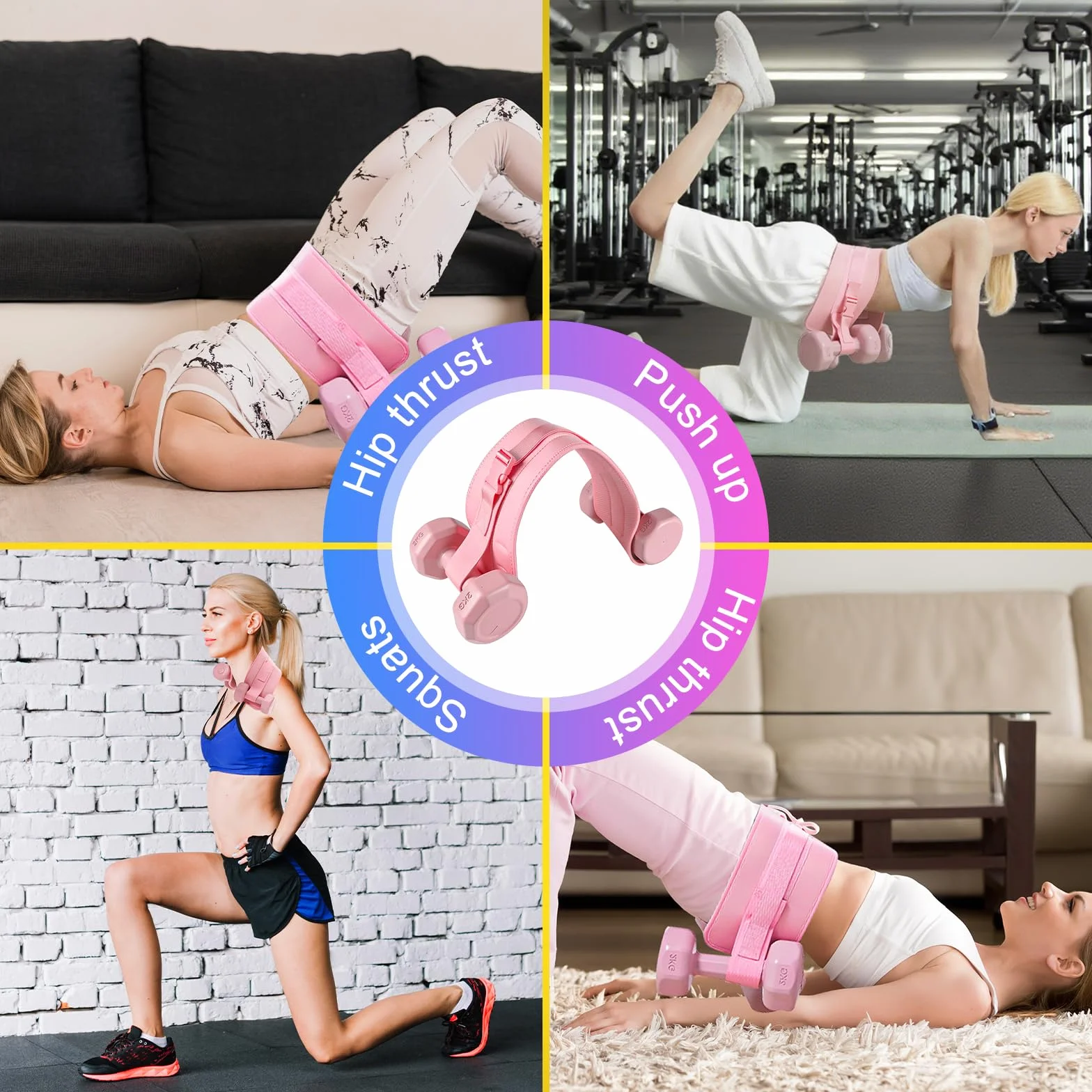 Pas do hip thrust, pas biodrowy do hantli, pas obciążeniowy do dodatkowego ciężaru, regulowany pas do ćwiczeń bioder, mostek pośladkowy, plank, pas obciążeniowy do krótkich hantli i kettlebells