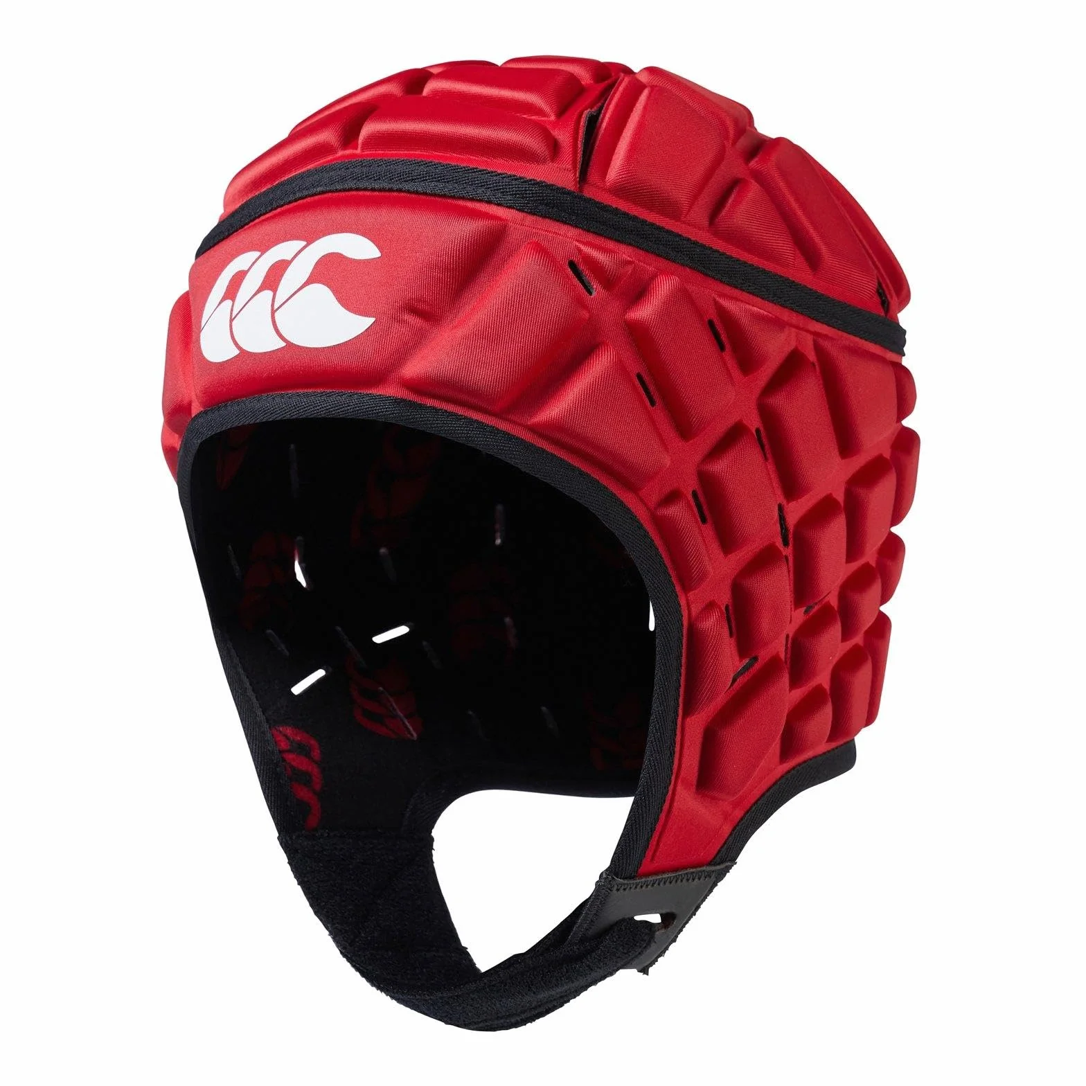 Canterbury Unisex Raze Rugby Headguard | Scrum Cap, pełne pokrycie | pasek pod brodę z miękkimi krawędziami | zaprojektowane otwory wspomagające wentylację | wyściółka piankowa osłona głowy, czerwona