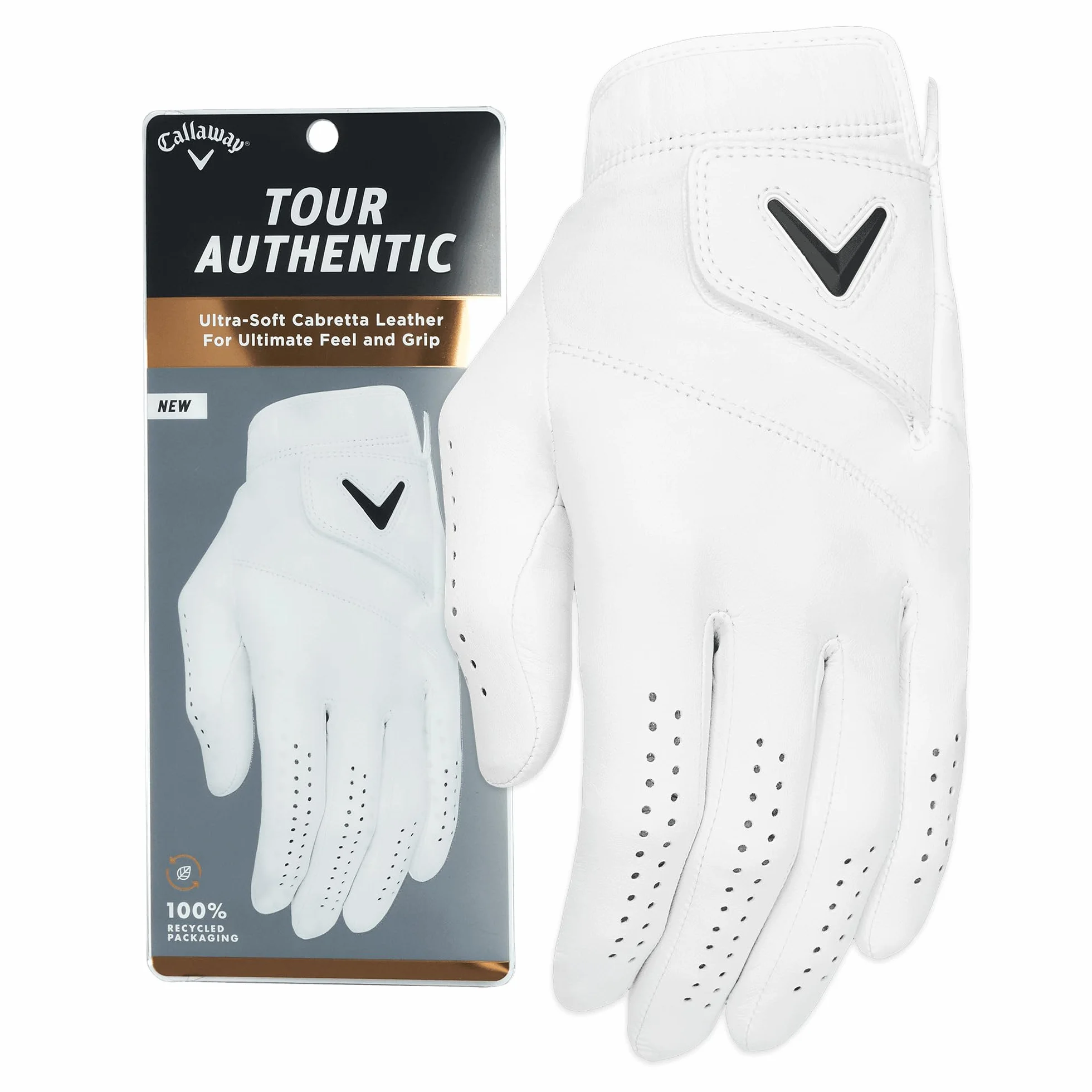 Callaway Męska rękawica golfowa Golf Tour Authentic (edycja 2022), biała, rozmiar M