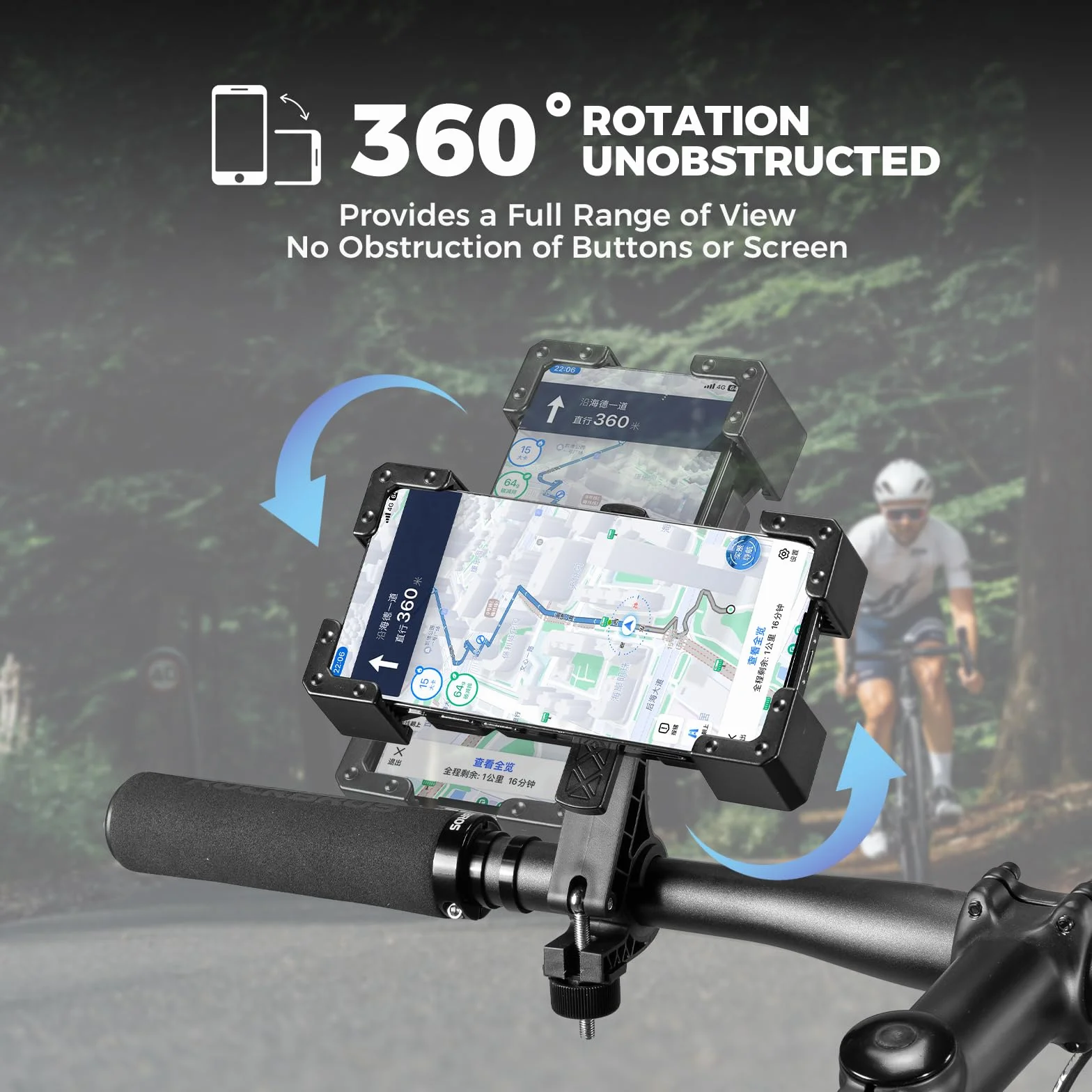 ROCKBROS Uchwyt na Telefon na Rower i Motocykl 1S 360° 4,5"-7,2"