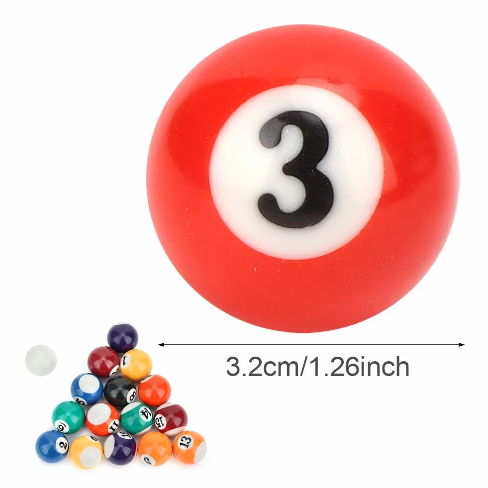 Ejoyous Mini kule bilardowe 16 sztuk 32 mm żywica poliestrowa zestaw piłek bilardowych