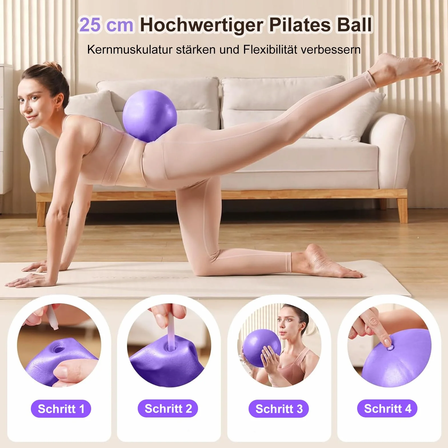Zestaw do pilatesu 13-częściowy z piłką do jogi, paskiem, taśmami fitness, skarpetami, plakatem i torbą