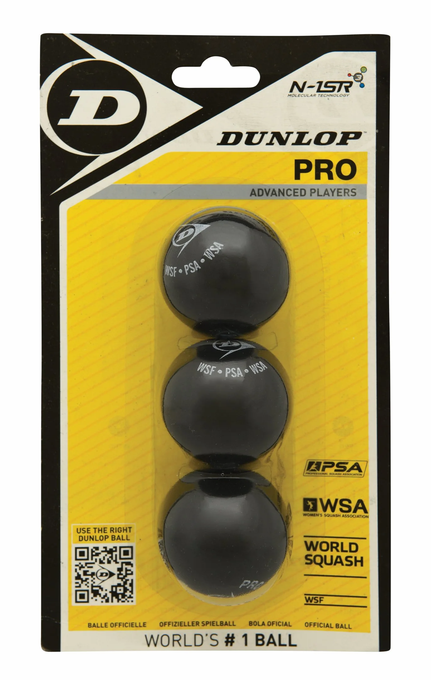 Dunlop Sports Pro Advanced Players Piłki do Squasha, Czarny, 3 sztuki