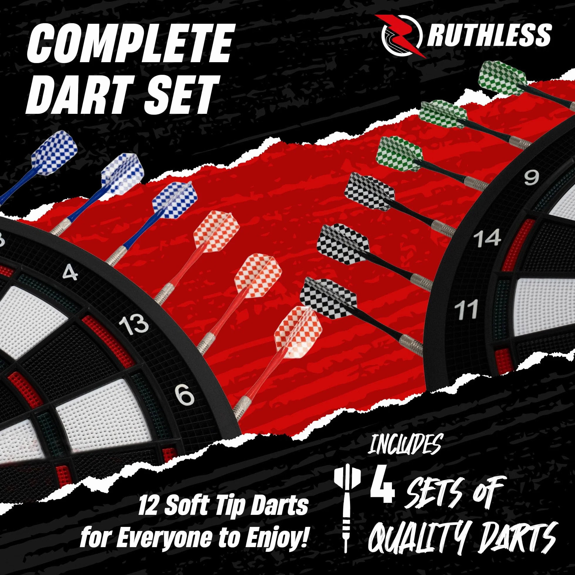 Ruthless R600 Electonic Dartboard Miękka końcówka 8 graczy 27 gier