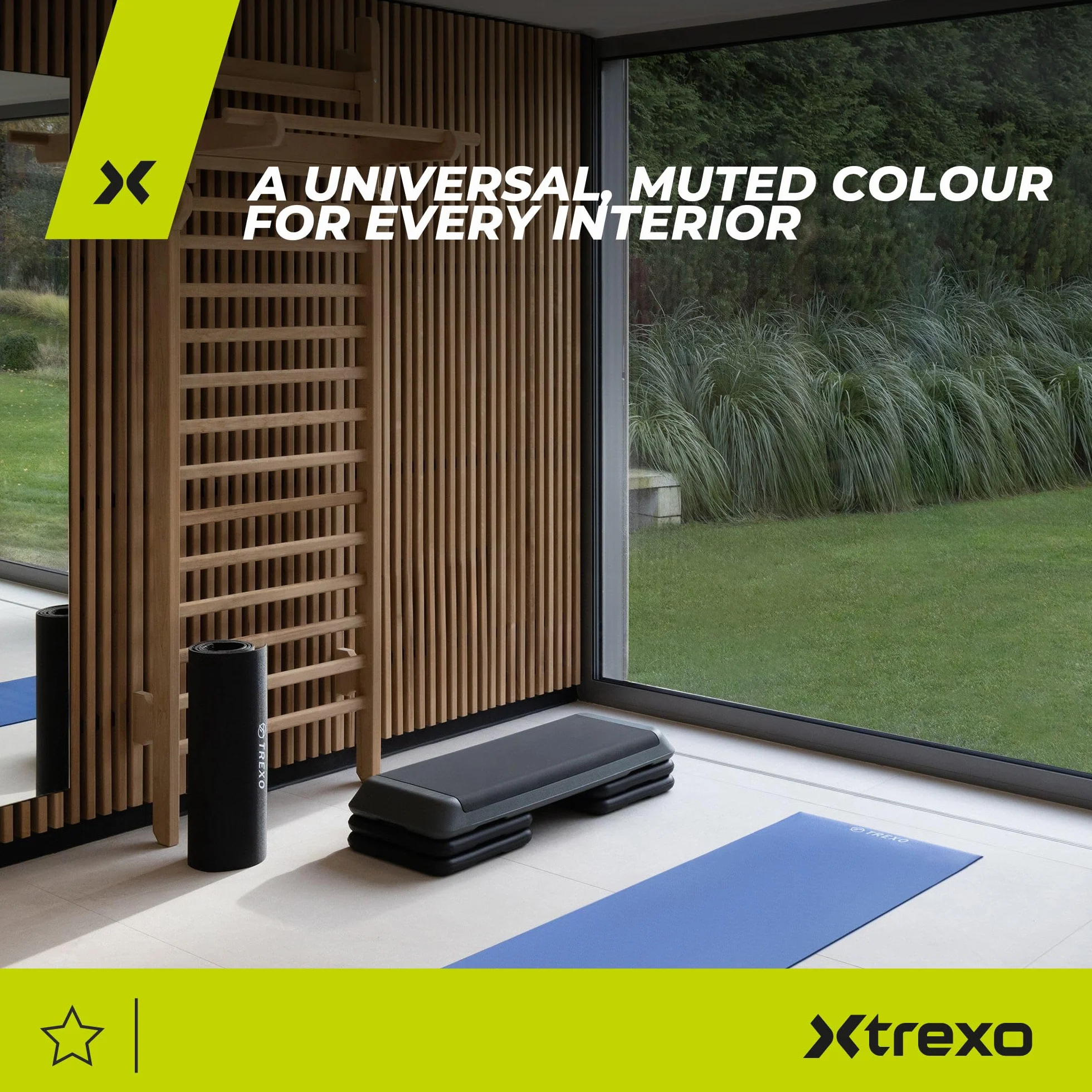 TREXO Step do Aerobiku 109 x 41 cm | Regulacja Wysokości 10-15-20 cm, Wytrzymały Materiał | Platforma do Ćwiczeń Cardio i Fitness do 250 kg | Szary | TRX-AS01