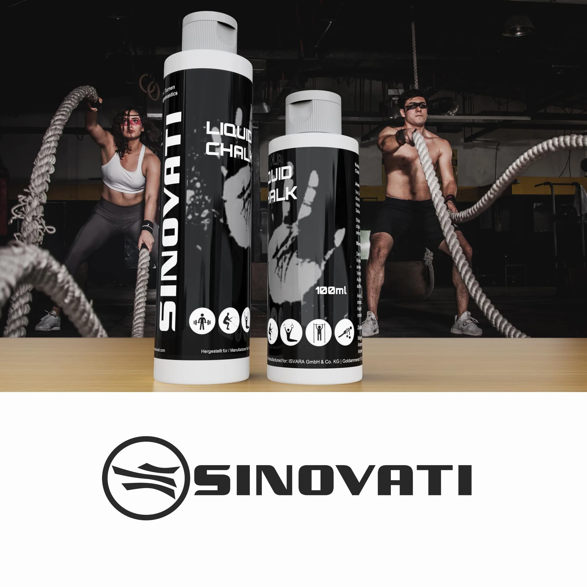 SINOVATI Liquid Chalk Gym płynna kreda sportowa | nadaje się jako gładzik kredowy, magnez, gimnastyka magnezowa, gimnastyka na biegunach, alternatywa dla bloków kredowych, szybkoschnąca i długo