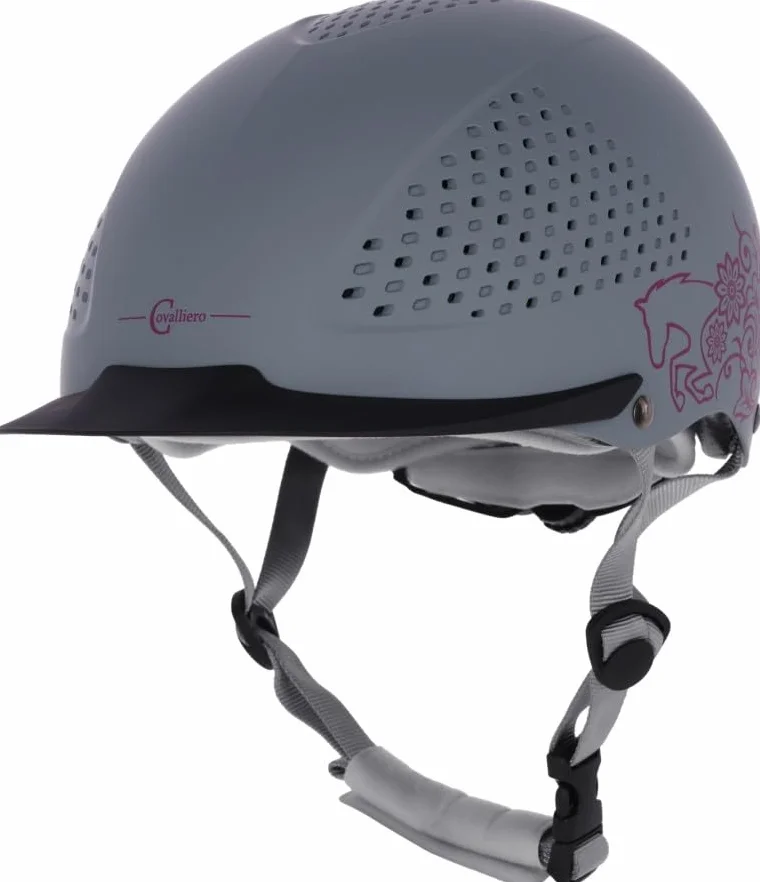 Covalliero Kask jeździecki Beauty 2.0, 4-punktowe mocowanie, szary, 48-51 cm