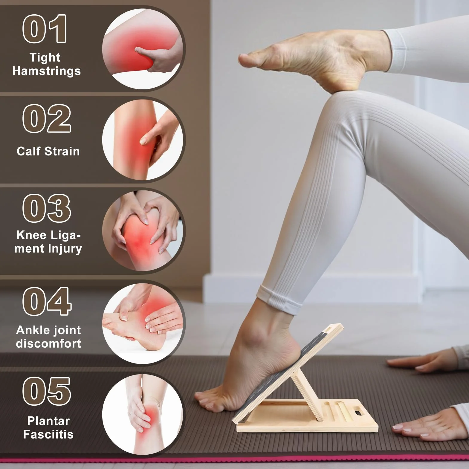 Wattstretch płyta skośna regulowana drewniana do rozciągania nóg i pilatesu