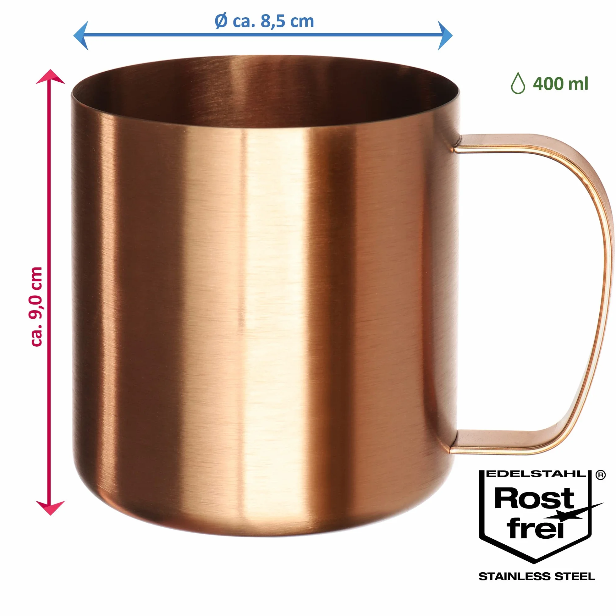 Kubek do picia Robin Goods® ze stali nierdzewnej rózany - kubek wysokiej jakosci - kubek kempingowy - niezniszczalny i wolny od BPA (1 sztuka - róza)