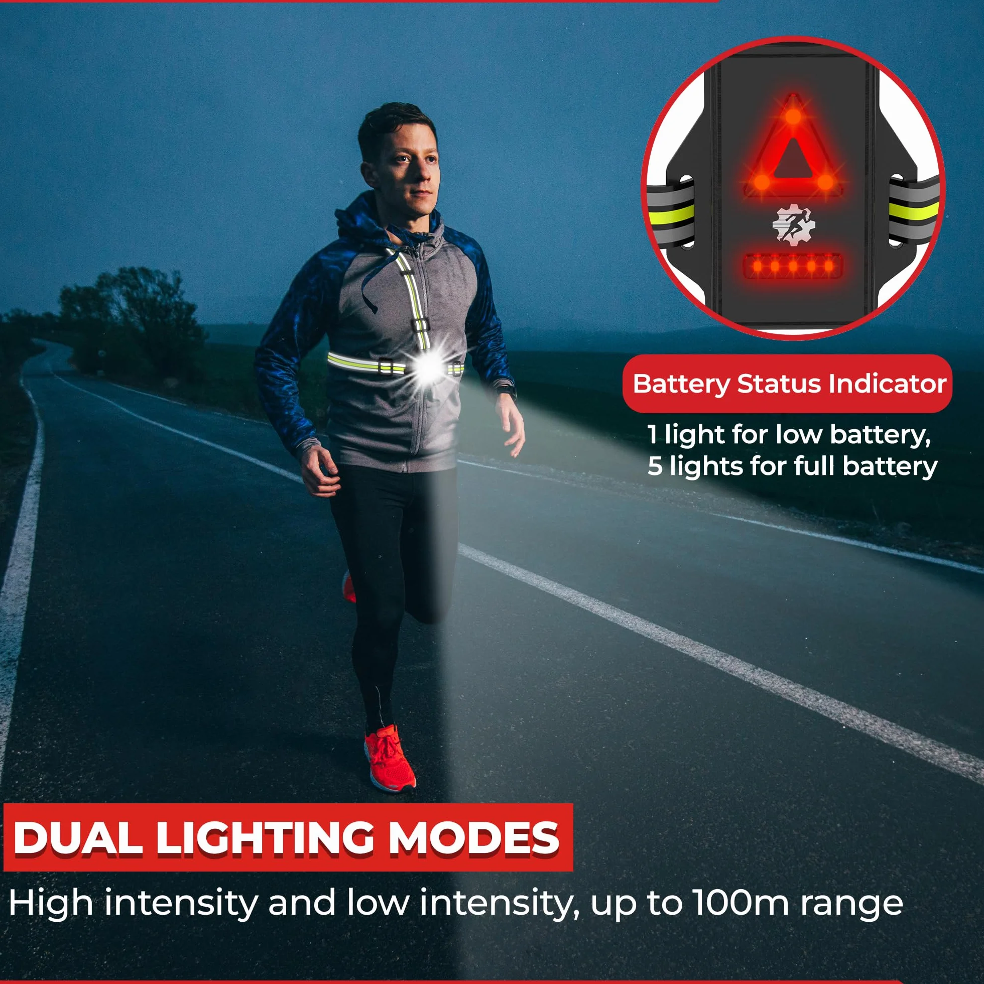 LUMEFIT LAMPKA LED DO BIEGANIA NA KLATKĘ PIERSIOWĄ Z ŁADOWALNA BATTERIA USB