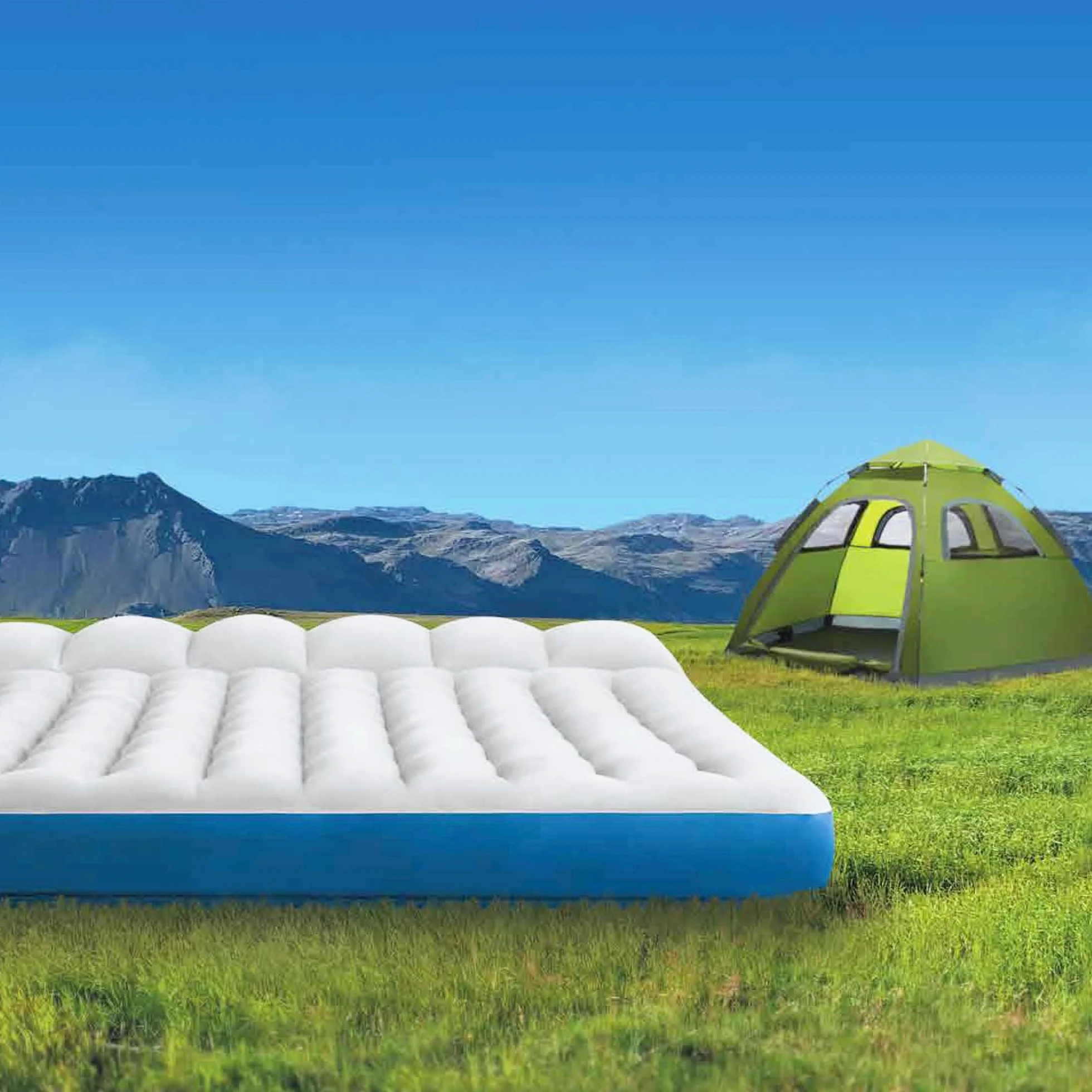 Intex 67999 Materasso Matrimoniale Camping Laminato 193 x 127 x 24 cm Grigio/Blu