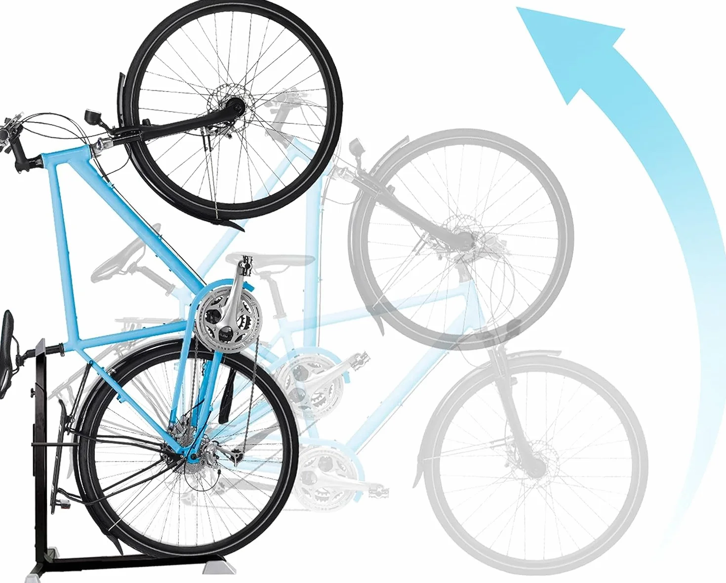 BIKE NOOK Stojak na rowery Tylne koło do użytku w pomieszczeniach, Uchwyt na rower, Systemy organizacji garażu dla rowerów, Stojak oszczędzający miejsce z regulowaną wysokością, Stojak na rowery