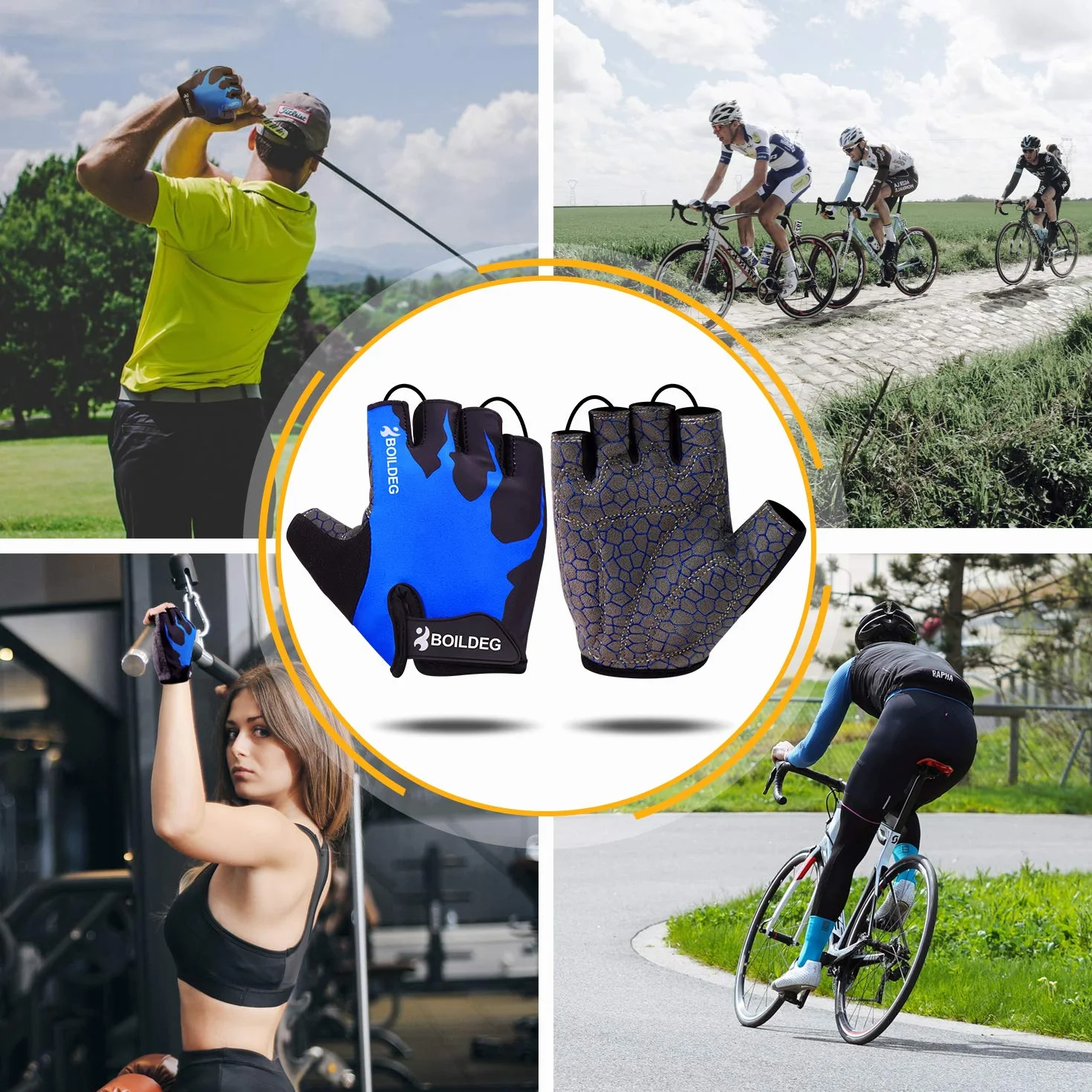 Rękawiczki rowerowe, bez palców, oddychające, antypoślizgowe, amortyzujące wstrząsy, do jazdy na rowerze MTB, fitnessu, dla kobiet i mężczyzn