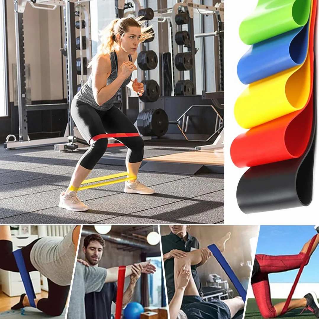 gumki fitness (zestaw 5)elastyczny żel krzemionkowy fitness do wzmocnienia nóg bioder i ramion do pilates i jogi - z 5 poziomami wytrzymałości