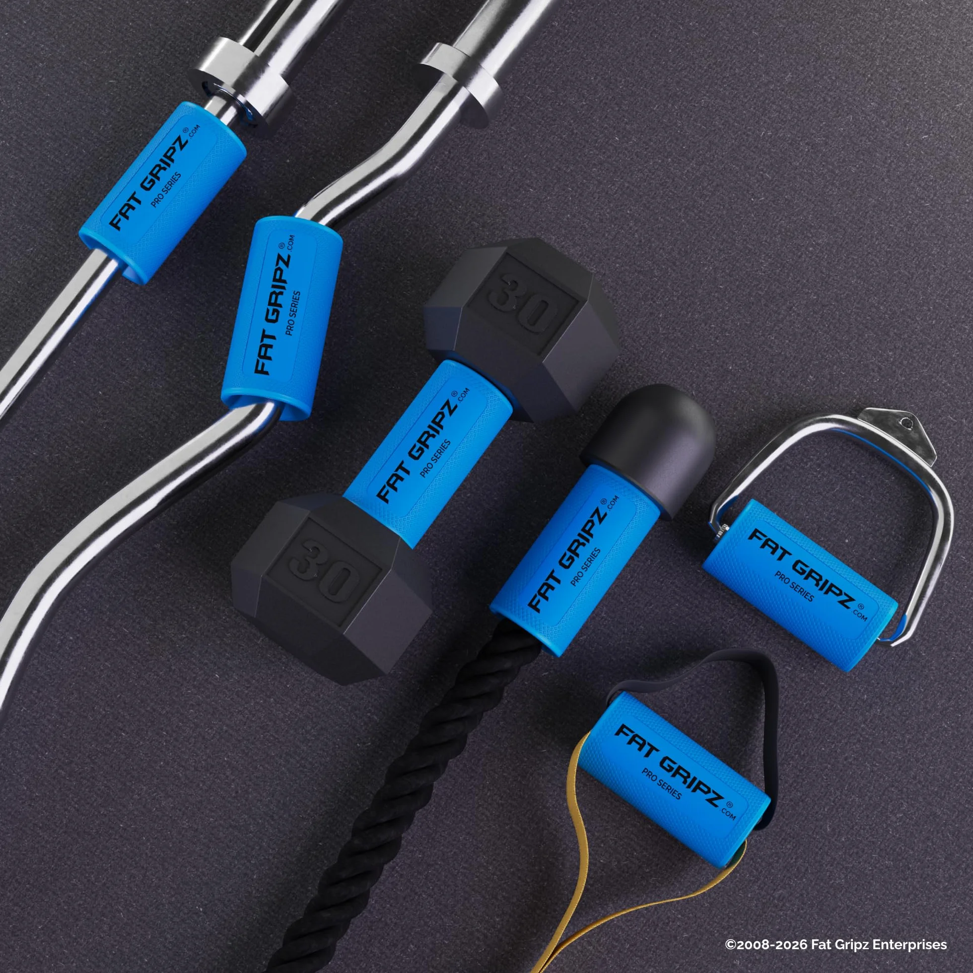 Fat Gripz Pro – mocne bicepsy i mięśnie ramion, prosty i szybki sposób (średnica zewnętrzna 5,7 cm) – grube uchwyty do hantli