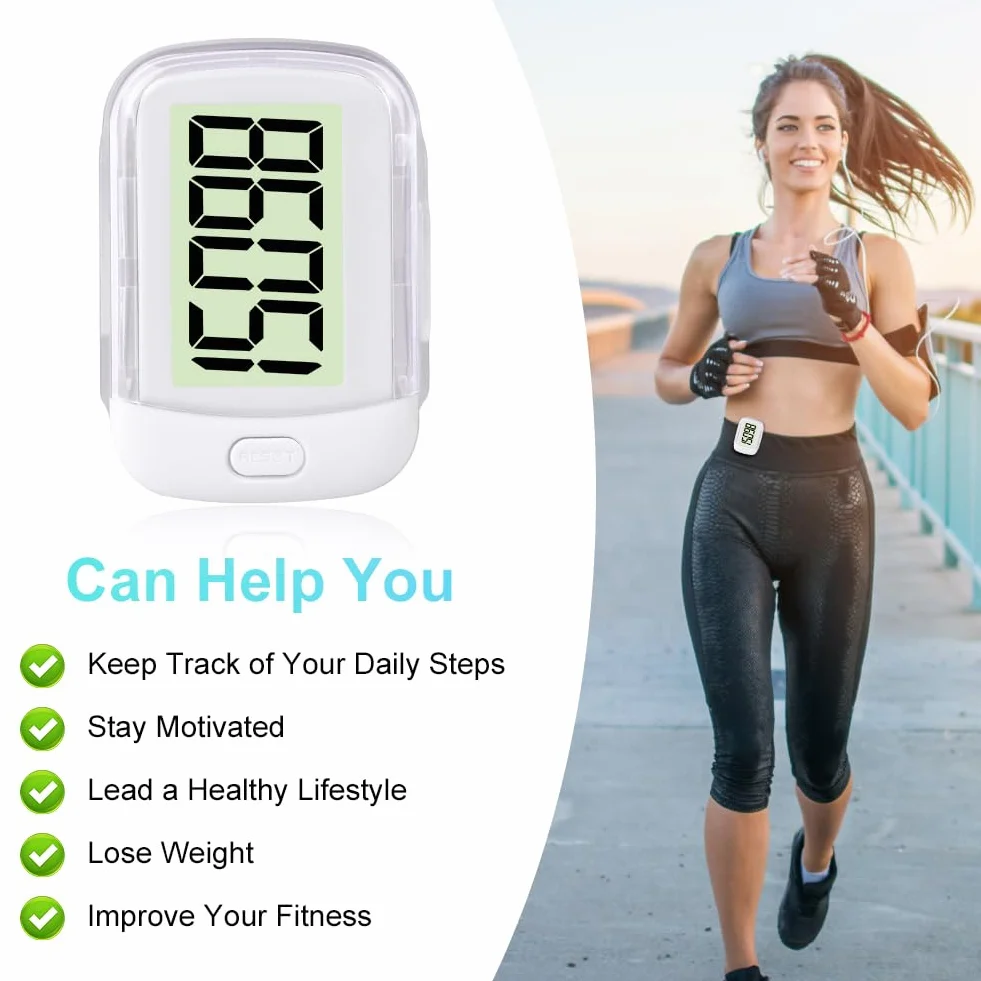 Flintronic Krokomierz 3D do chodzenia, krokomierz do chodzenia, przenośny sportowy krokomierz z klipsem i smyczą, krokomierz fitness dla mężczyzn/kobiet/osób starszych/dzieci