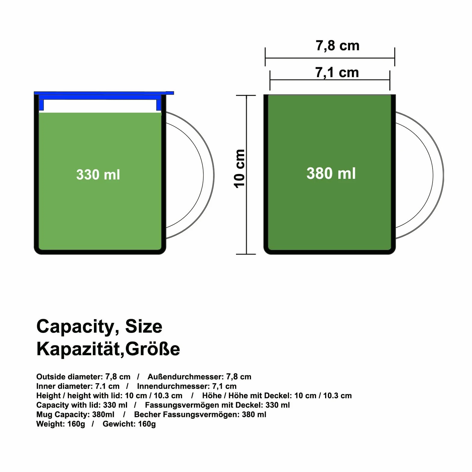 Kubek kempingowy ze stali nierdzewnej z pokrywką - składany uchwyt - kubek turystyczny - podwójna ścianka HESS-007R 330ml z hermetyczną pokrywką do picia
