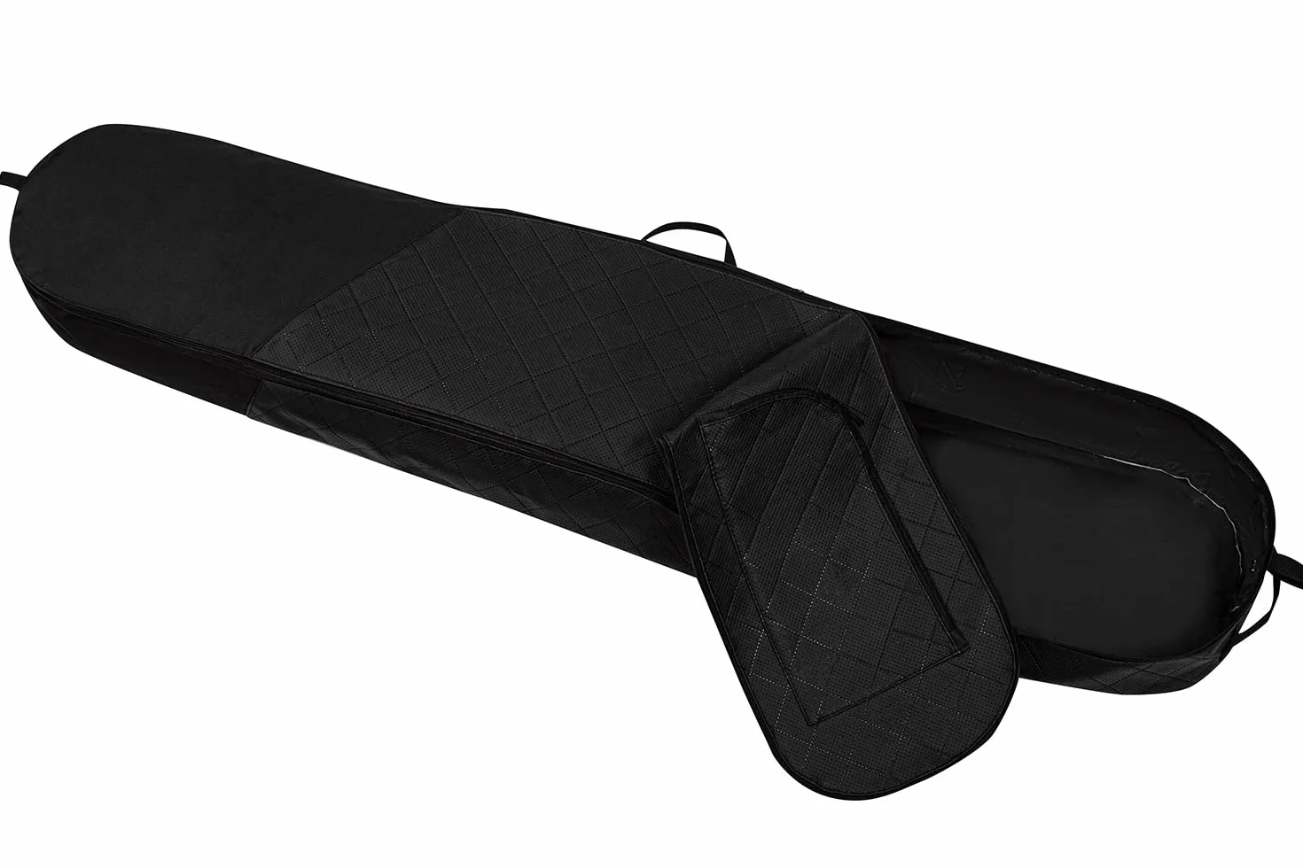Ferocity Premium torba snowboardowa pokrowiec 170 cm z wodoodporną skórą ekologiczną z pasami do noszenia i ramieniem czarna pikowana Black Quilted Pik [051]