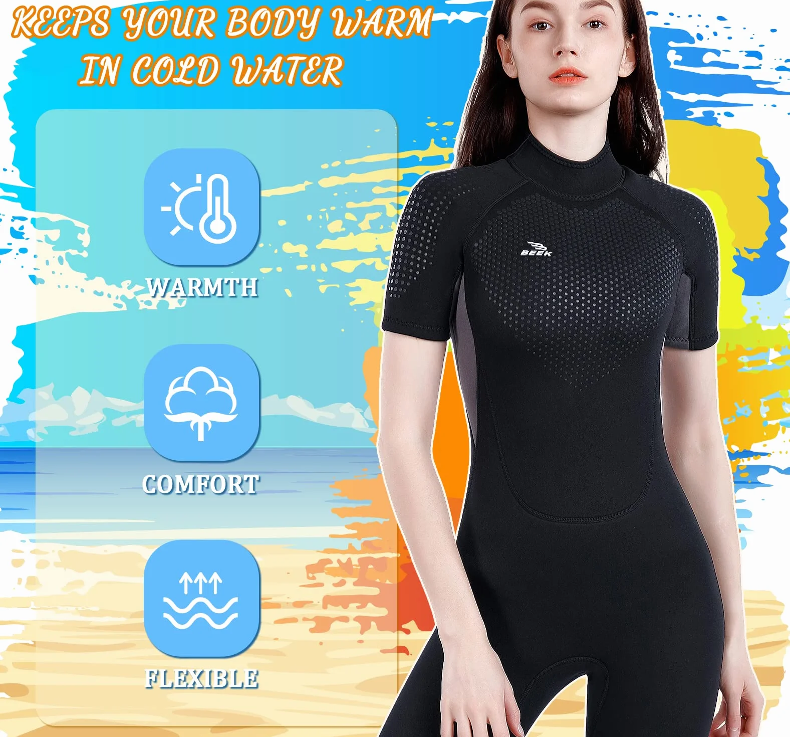 Kombinezon neoprenowy dla kobiet i mężczyzn, krótki 3 mm, dla mężczyzn, zamek błyskawiczny na plecach, do nurkowania, snorkelingu, surfowania, pływania kajakiem, z krótkim rękawem, kombinezon