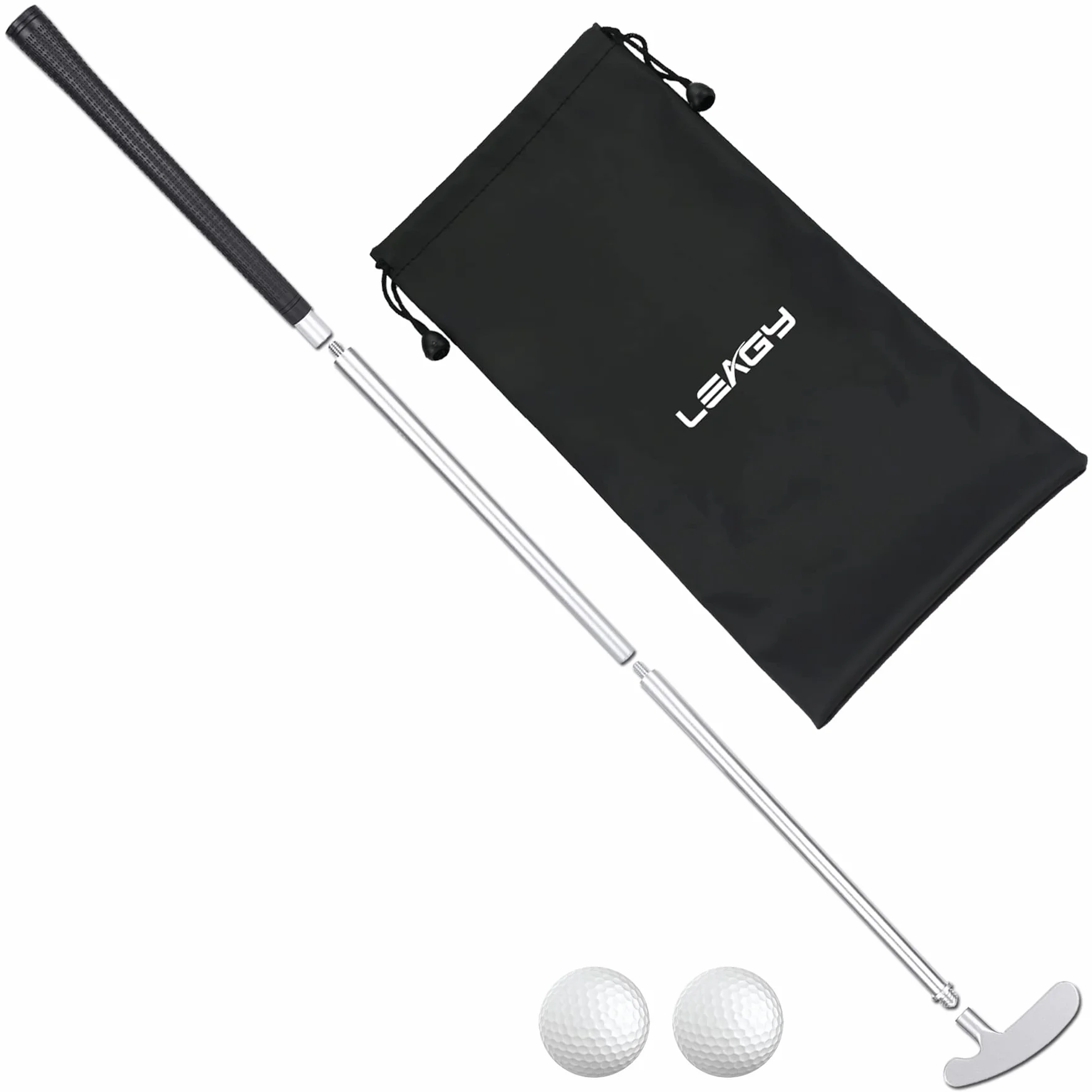Miotacz golfowy, dwukierunkowe miotacze golfowe dla mężczyzn prawo- / leworęczny zestaw do miniklubu do użytku wewnątrz i na zewnątrz – solidny wałek miotający z 2 praktycznymi piłkami golfowymi i 1