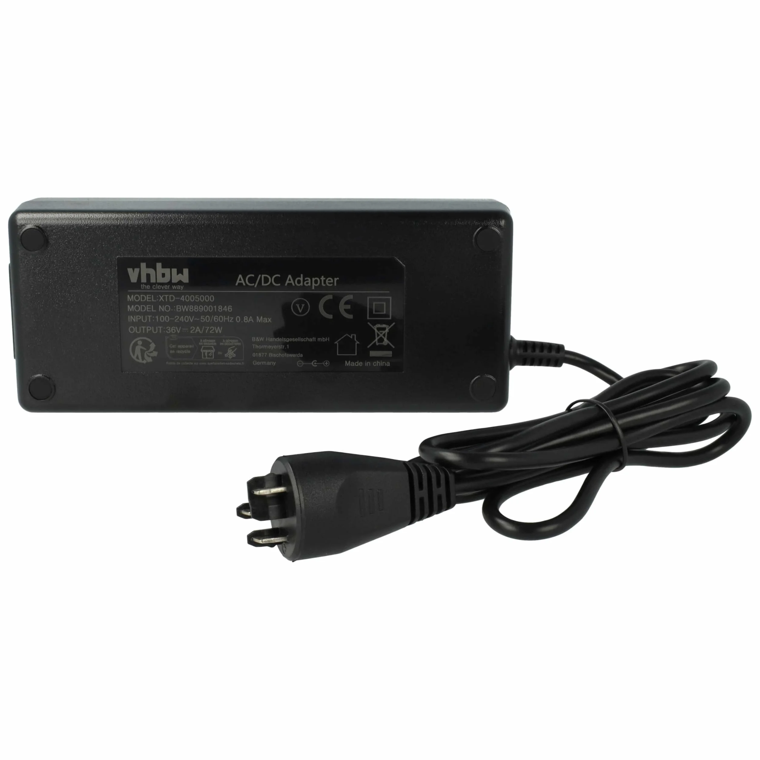 vhbw 1 x ładowarka kompatybilna z Bosch Active Line, BDU2XX, Active Line Plus, BDU3XX - do akumulatorów litowo-jonowych 36 V 72 W