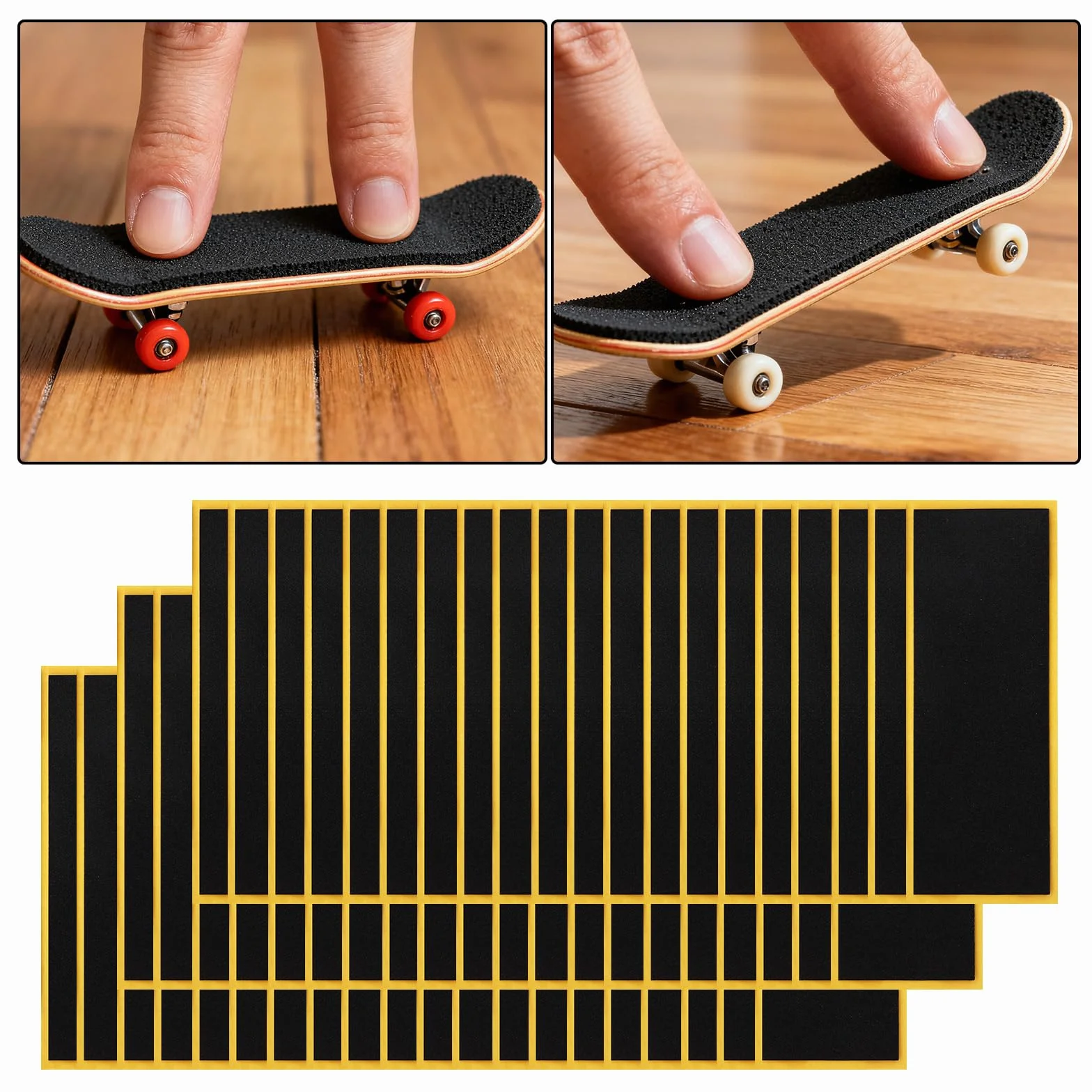 60 Sztuk Taśm Antypoślizgowych do Fingerboardu, 11x3,8cm Mocne Samoprzylepne Naklejki Antypoślizgowe Piankowa Taśma Podkładowa PET do Gier i Trików na Fingerboardzie (Czarna)