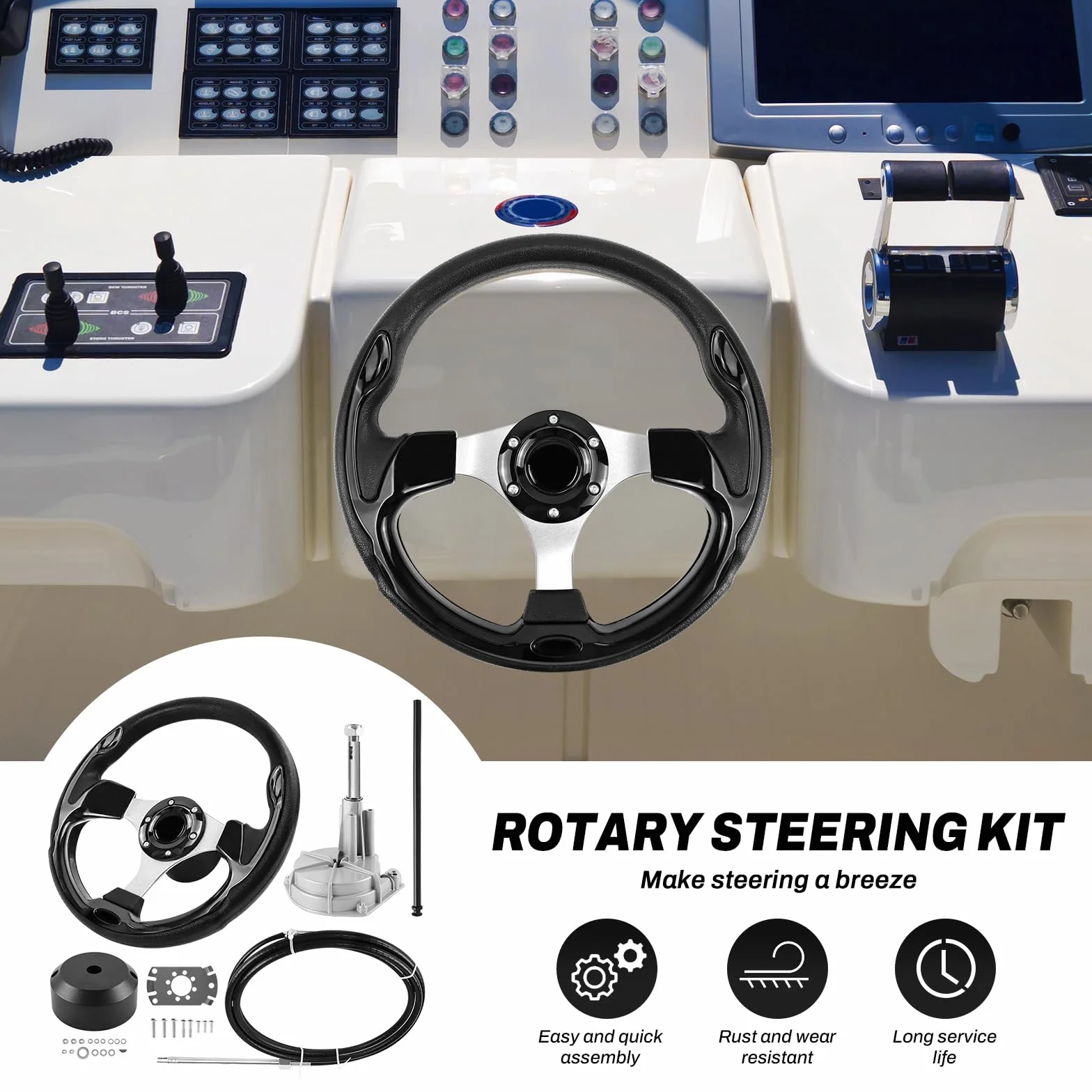 Mechaniczny zestaw sterowania rotacyjnego 304,8 cm kabel do silników zaburtowych