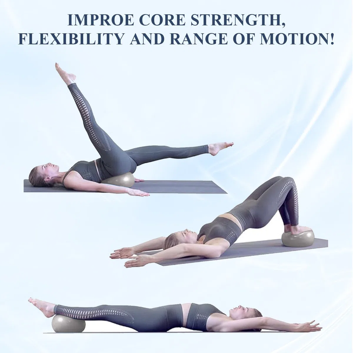 flintronic Zestaw piłek do jogi, piłka do jogi i fitnessu, 25 cm, bardzo grube, do ćwiczeń, z pompką ręczną, do pracy, pilatesu, fitnessu, stabilności
