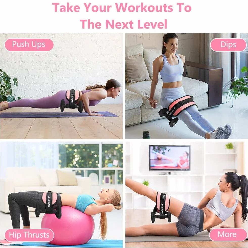 flintronic Pas biodrowy do ćwiczeń, pas do bioder, regulowany pas biodrowy z dodatkową wyściółką do hantli, kettlebells, siłowni, fitnessu, kulturystyki, podnoszenia ciężarów, różowy