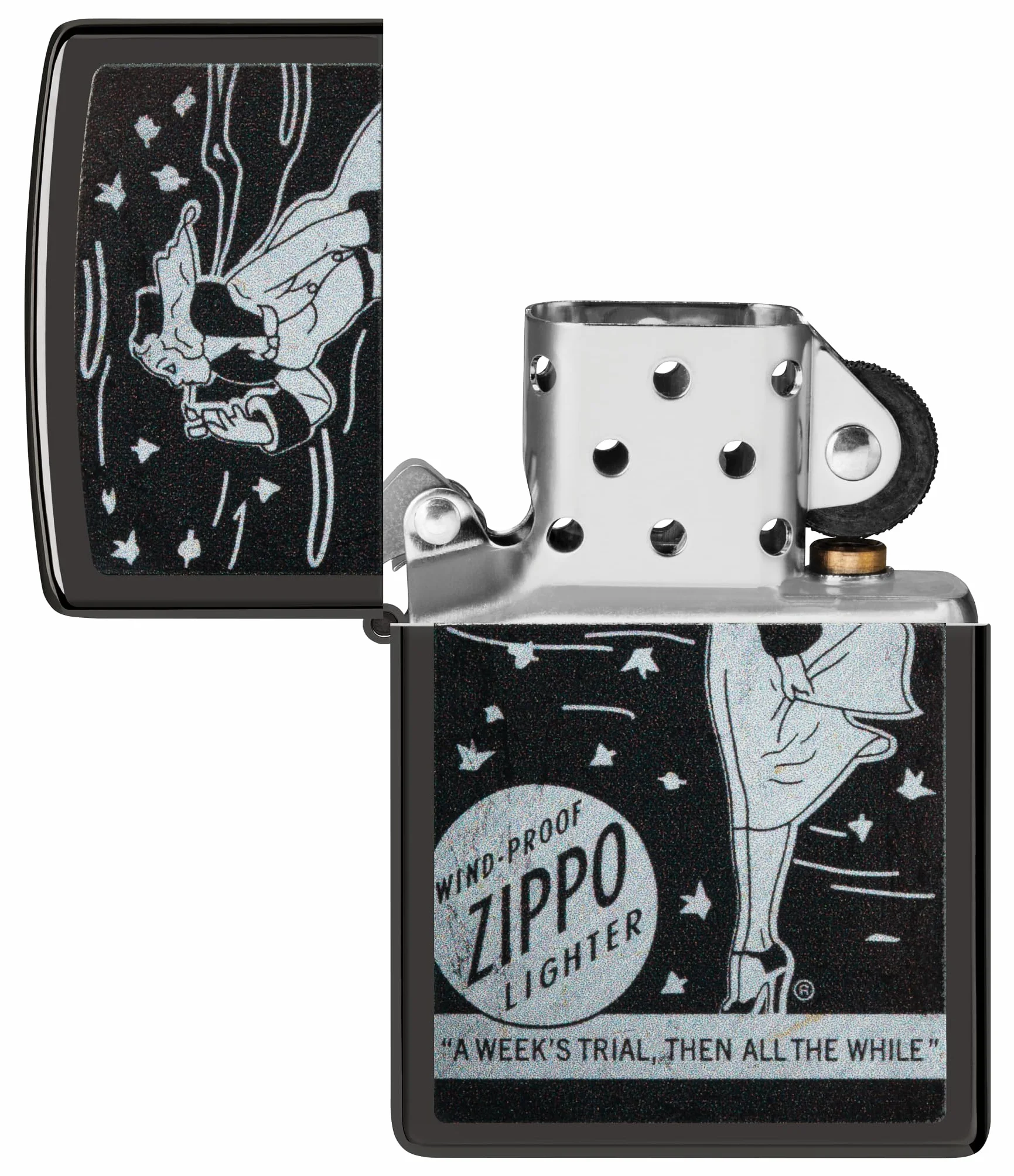 Zippo Vintage Windy Logo Zapalniczka Sztormowa Wielokrotnego Użytku Wiatroodporna Czarny